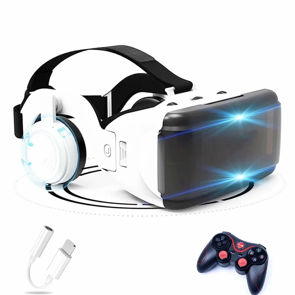 Okulary 3D, Virtual Reality, zestaw słuchawkowy, ochrona oczu, okulary VR do filmów 3D i gier, kontroler Bluetooth do iPhone 13 Pro Max/13 Pro/13/12/11, do Samsung Galaxy S21, Huawei, X. iaomi-Seria nie