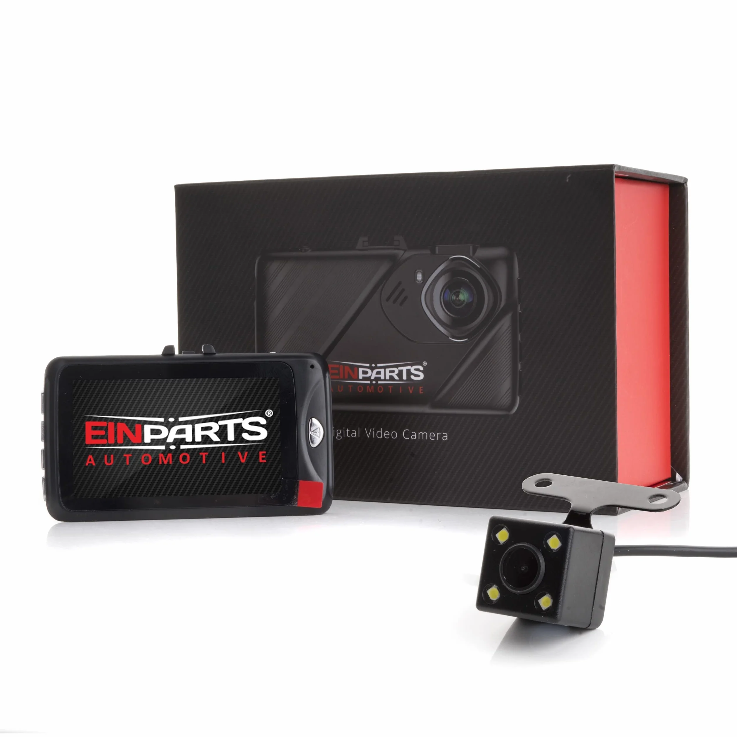 EinParts Wideorejestartor DVR z Homologacją R9 Rejestartor Jazdy Full HD 1080P Kąt widzenia 170° Ekran LCD 3 cale + kamera cofania 720P