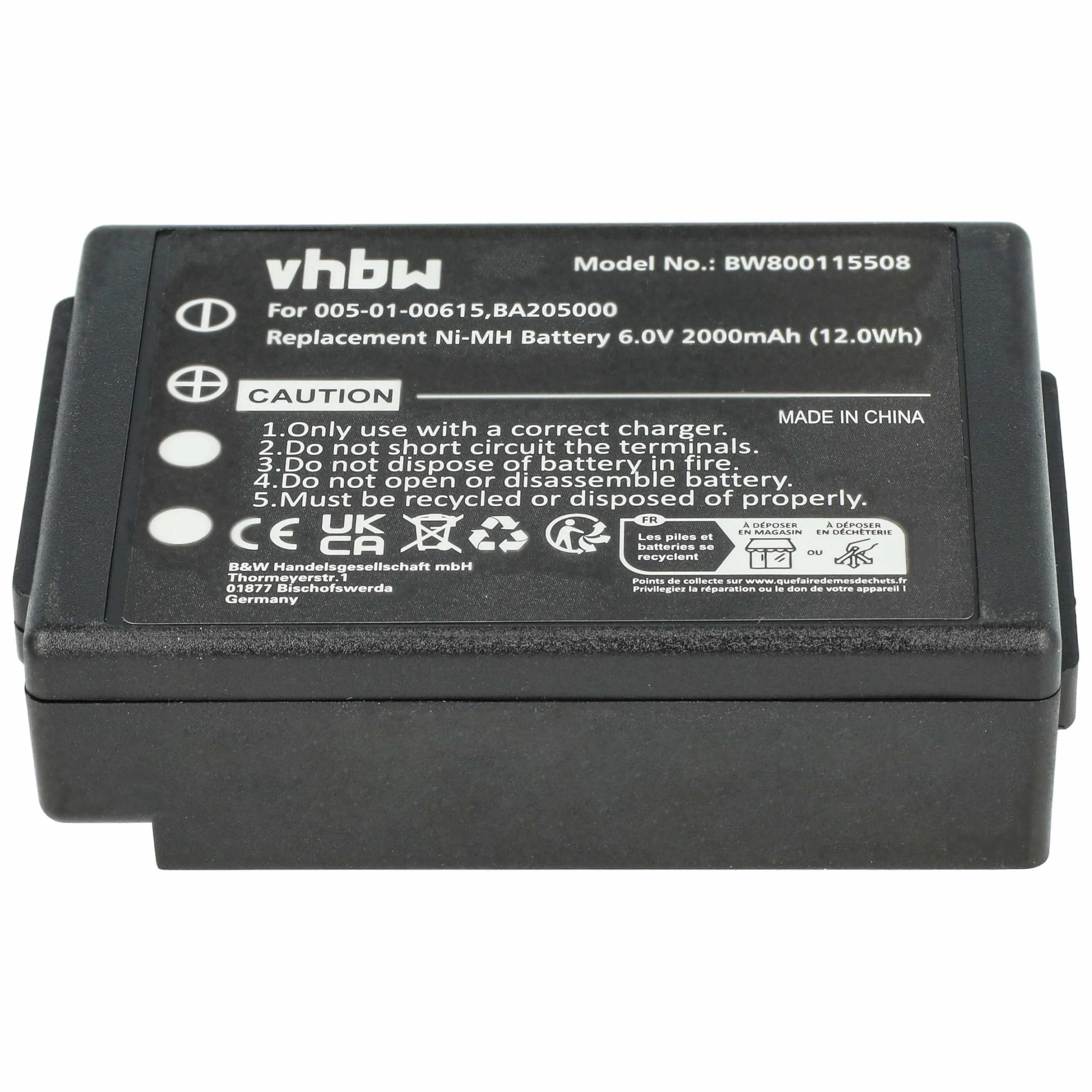 vhbw 5 x akumulator zastępuje HBC 005-01-00615, BA205000, BA206000, BA205030 do sterowania radiowego, pilot zdalnego sterowania (2000 mAh, 6V, NiMH) - czarny