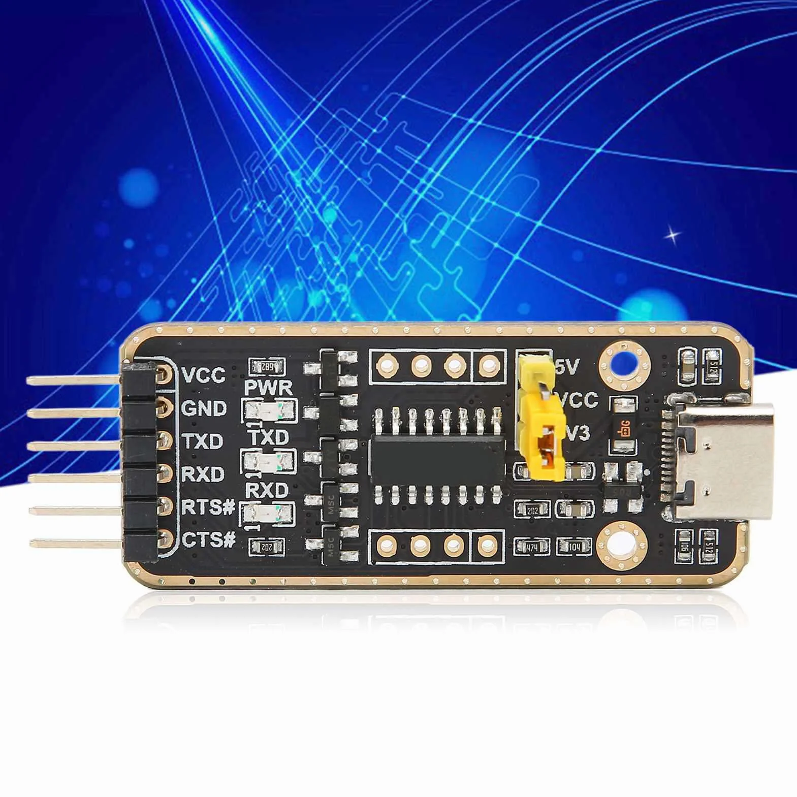 Adapter USB na UART TTL, Moduł Konwertera Szeregowego 6PN, Uniwersalny Moduł Komunikacji Szeregowej, Układ CH343G, Interfejs USB C, Ochrona Przeciwprzepięciowa, dla Systemu