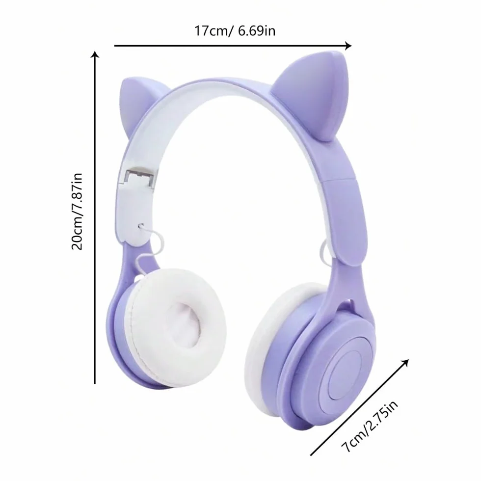 DYRBF Bezprzewodowe słuchawki nauszne Bluetooth, podwójny tryb, przewodowe, bezprzewodowe, regulowana opaska na głowę, skóra syntetyczna, z mikrofonem, niebiesko-fioletowy różowy