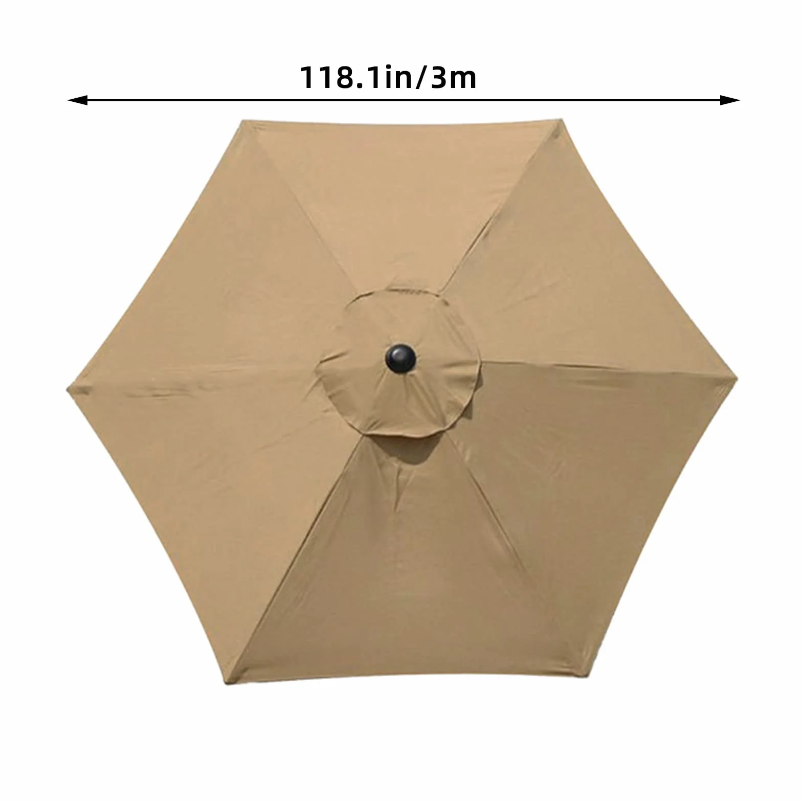 Kyaoayo Tkanina parasola i osłona baldachimu - ochrona przed promieniowaniem UV, zamiennik parasola stołowego na zewnątrz, Khaki, 3 m/8 Rippen