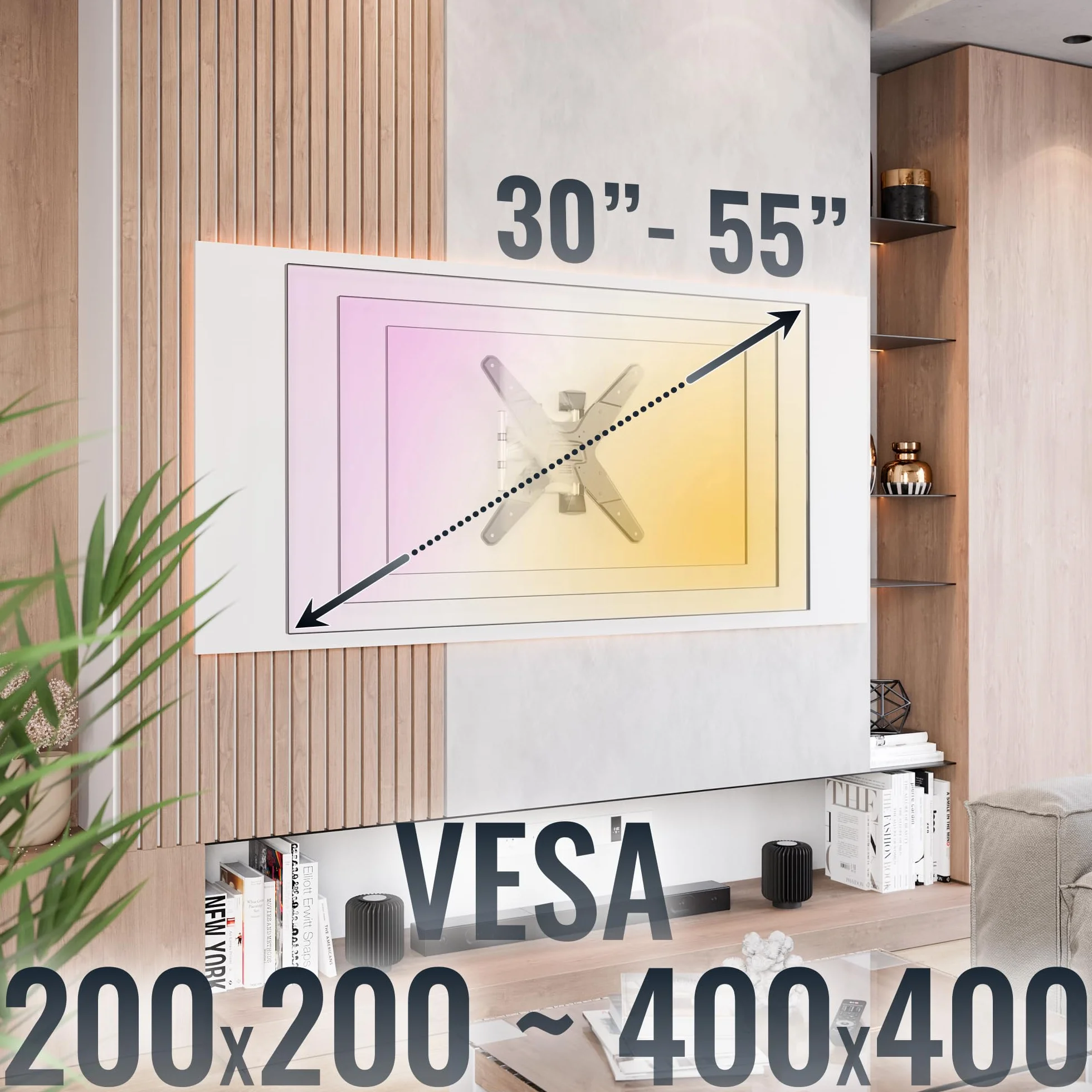 RICOO Uchwyt ścienny do telewizora, wychylny, do 32-55 cali, uniwersalny uchwyt TV S3244, uchwyt na telewizor na ścianę, uchwyt ścienny do telewizora 55 cali, do 30 kg, maks. VESA 400 x 400 mm