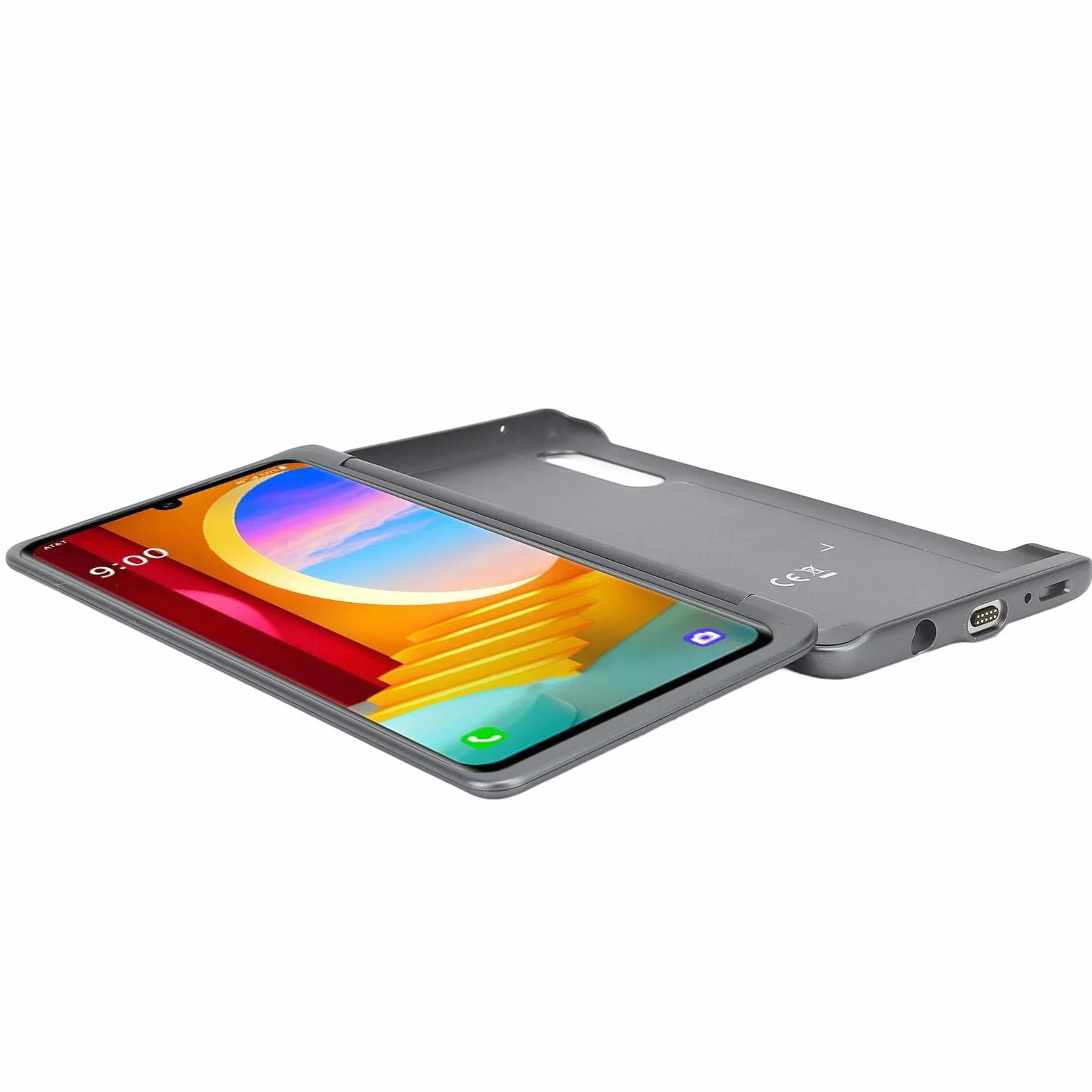 AMONIDA Etui na Telefon z Dwoma Ekranami i Adapterem Magnetycznym Typu C do Telefonu Velvet 5G G9, Elastyczny Zawias Umożliwiający wielozadaniowość, Wirtualny Joystick do Gier, materiał ABS (GRAY)