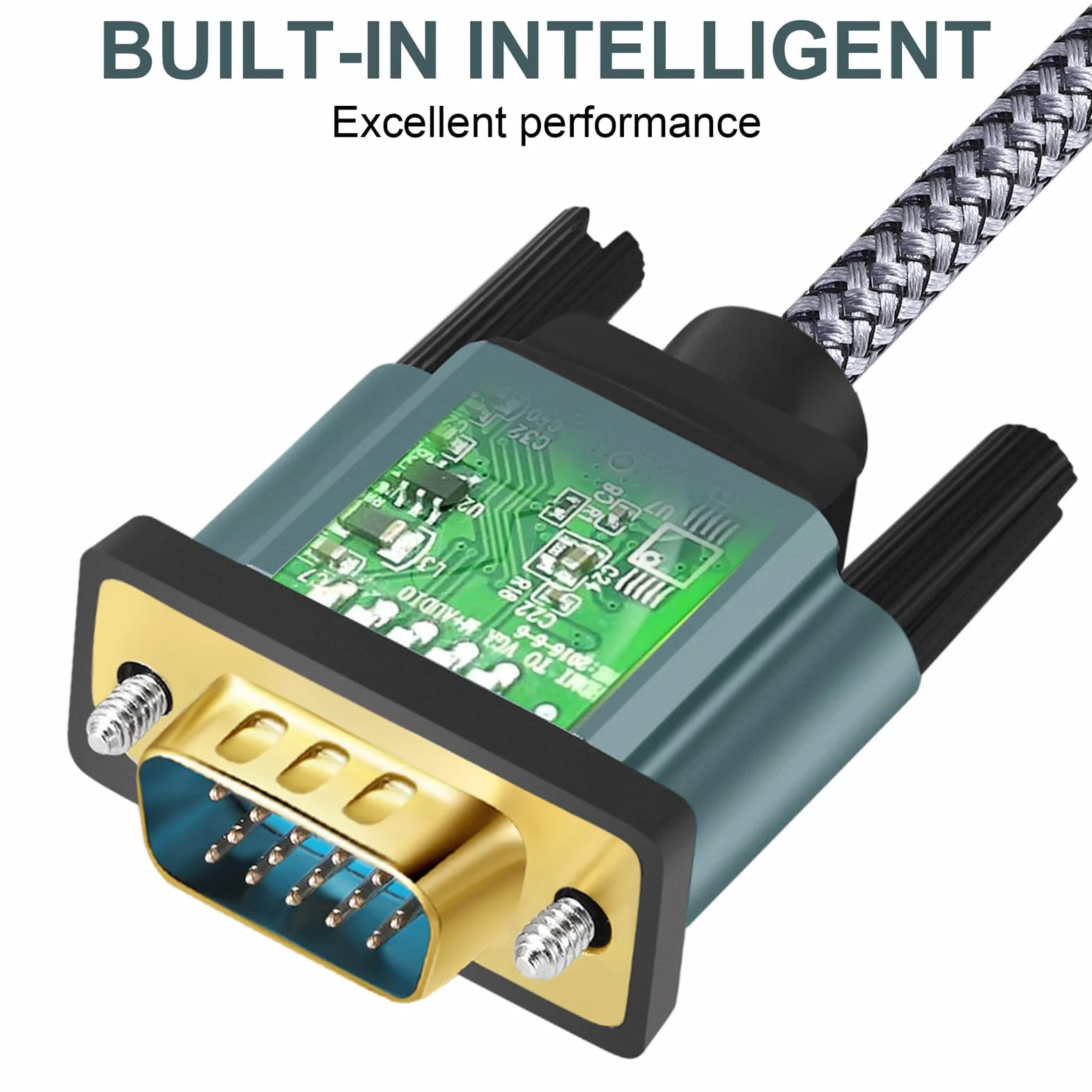 Kabel HDMI na VGA, kabel HDMI do VGA (wtyczka na wtyczkę) 1080P pozłacany i aluminiowa obudowa, konwerter nylonowy, pleciony, kompatybilny z komputerami stacjonarnymi, laptopami, komputerami,