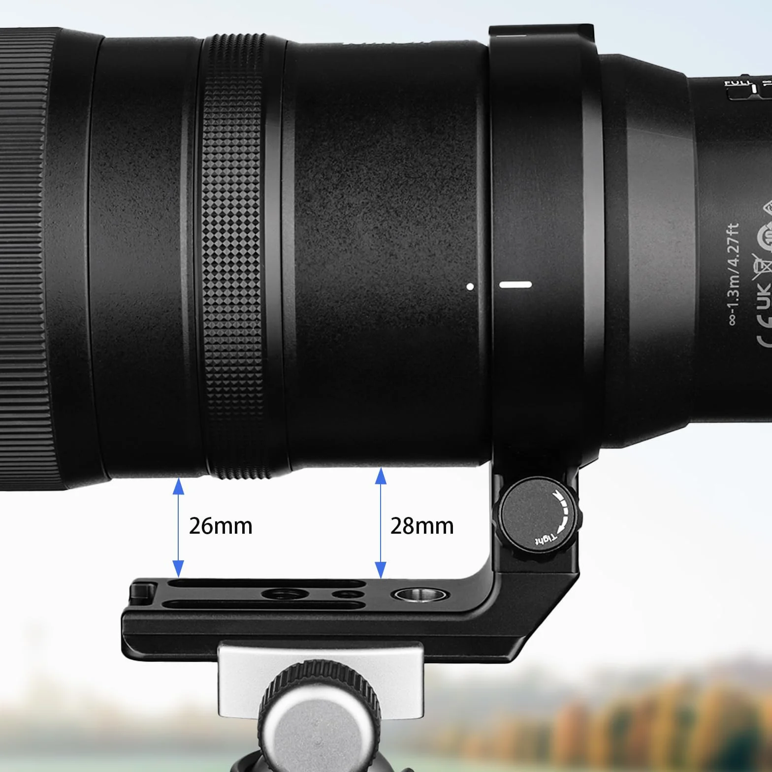 Haoge LMR-Z186 Pierścień montażowy do statywu Nikon Nikkor Z 180-600 mm f/5.6-6.3 VR Podstawa do mocowania kołnierza obiektywu, wbudowana płytka szybkiego zwalniania typu Arca