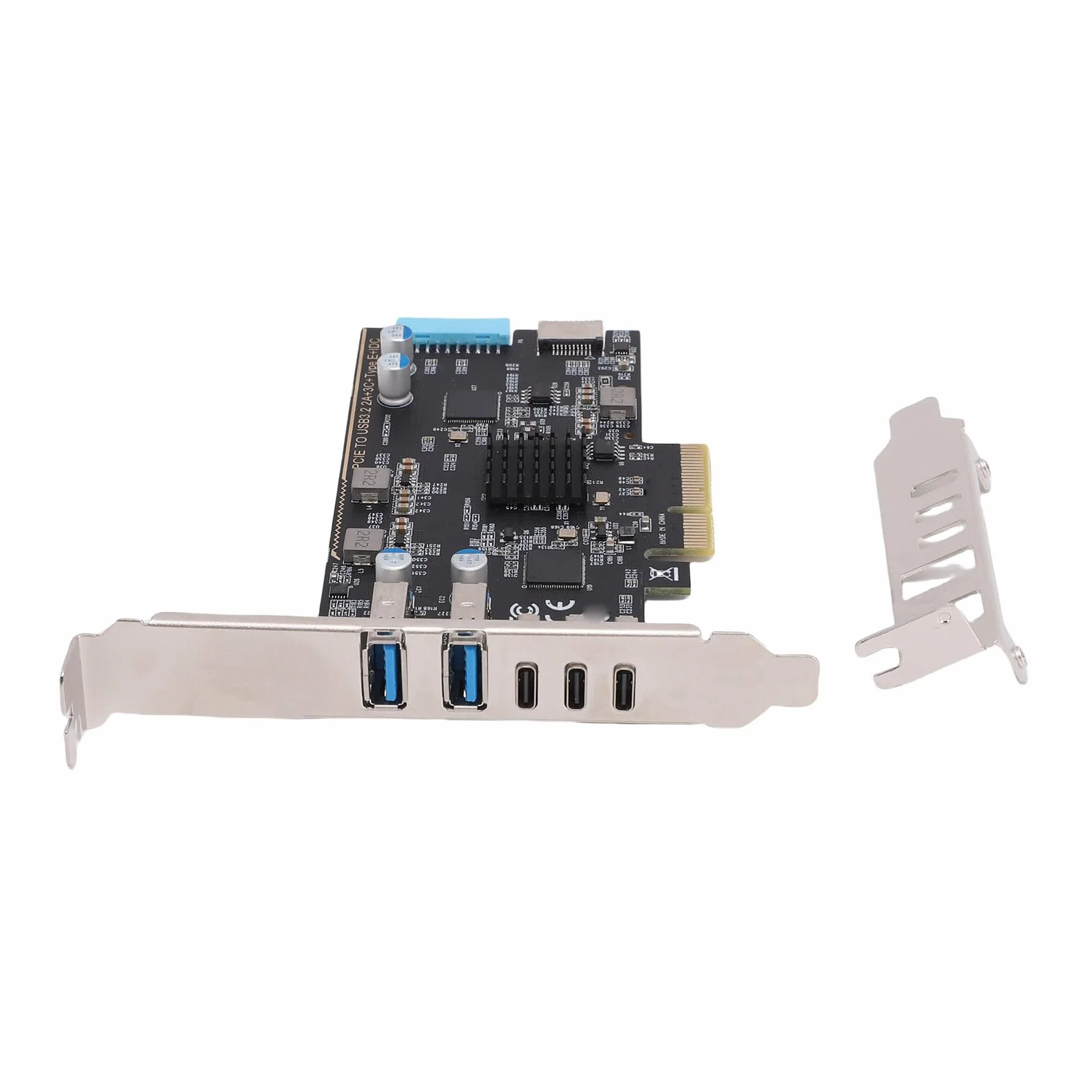 Ejoyous Karta PCIe na USB 3.2 Gen 2 PCB Karta USB C PCIe 10 Gb/s 5-portowa Rozbudowa z 3 Typami C i Typami A do Przechowywania Gier na Komputerze Stacjonarnym VR w Systemie OS X
