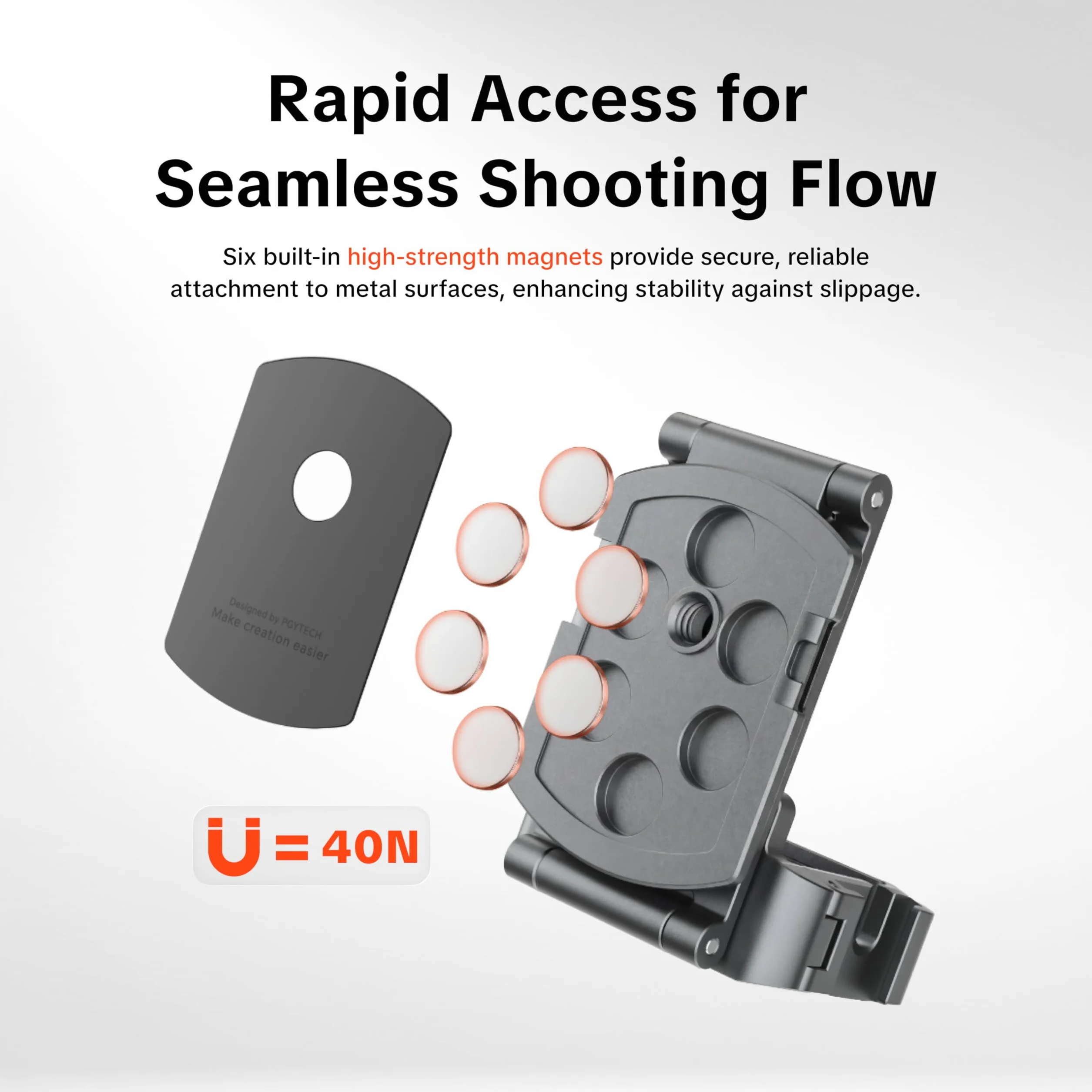 PGYTECH Klatka do Dji Osmo Pocket 3/4/4P/Xtra Muse, Ramka Rozszerzająca | Trwały Stop Aluminium, Szybkie Mocowanie Magnetyczne, Mocowanie Zimna Stopka i 1/4, Lekka Obudowa Ochronna