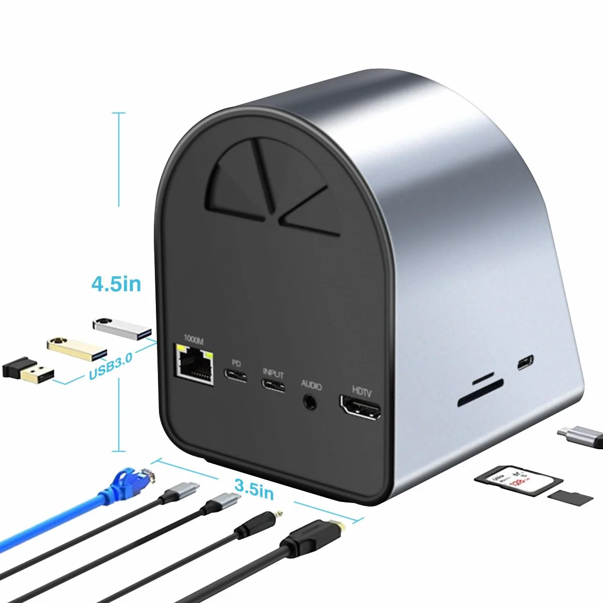 Wielofunkcyjna stacja dokująca USB-C 10 w 1, bezprzewodowe ładowanie, porty USB3.0, PD100W, szybkie ładowanie, 4K, HDMI, SD/TF, pasuje do systemu Windows, Mac, Android, iPad