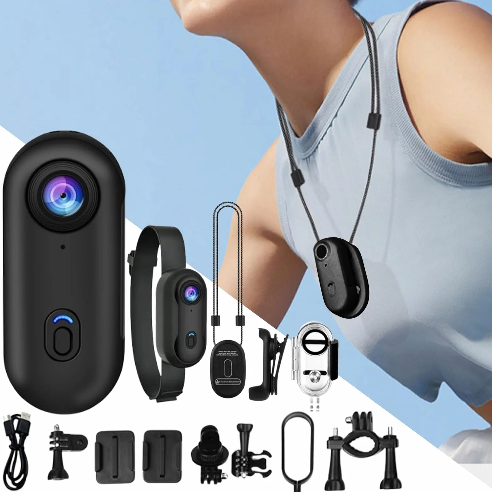 Kamera Na Kciuk Kamera Sportowa Outdoor | Przenośne Urządzenie 1080P, Wodoodporne I Kompaktowe, Do Vlogowania, Dla Motocykla, Roweru, Kolarstwa, Siłowni, Wędrówek,