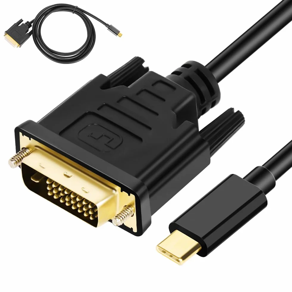 AXFEE Kabel USB-C na DVI, 1,8 m, kabel USB typu C na DVI, wtyczka USB-C na gniazdo DVI, konwerter kablowy do monitora, telewizora, projektora, kompatybilny z iPhone 15 Pro/Max, MacBook Pro/Air iMac