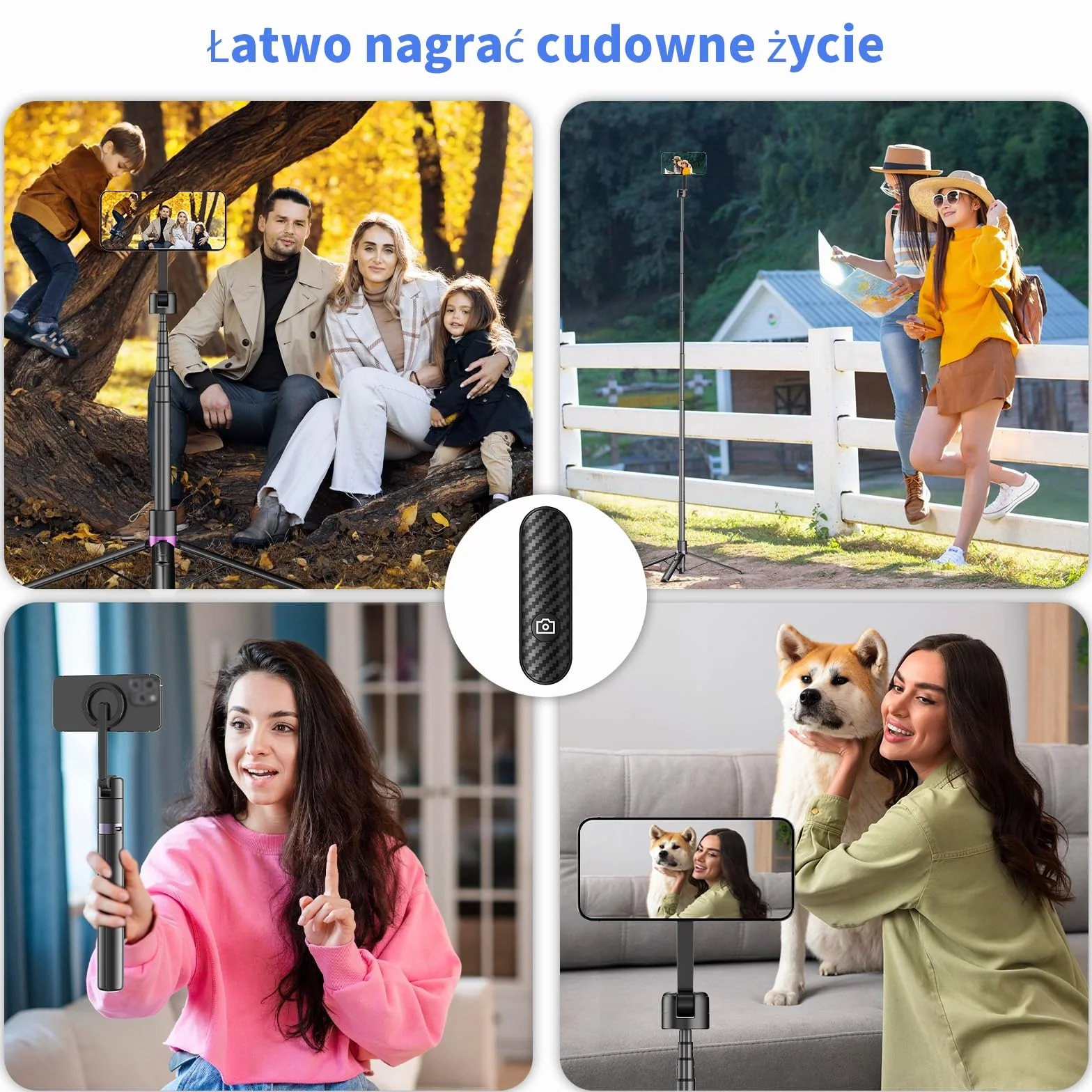 TONEOF Bezprzewodowy Pilot, Ładowalny Pilot do Aparatu dla Smartfonów Selfie Stick, Zasięg 10M Selfie Clicker, Natychmiastowe Połączenie, Kompatybilny z iOS i Android(CX609, Czarny)