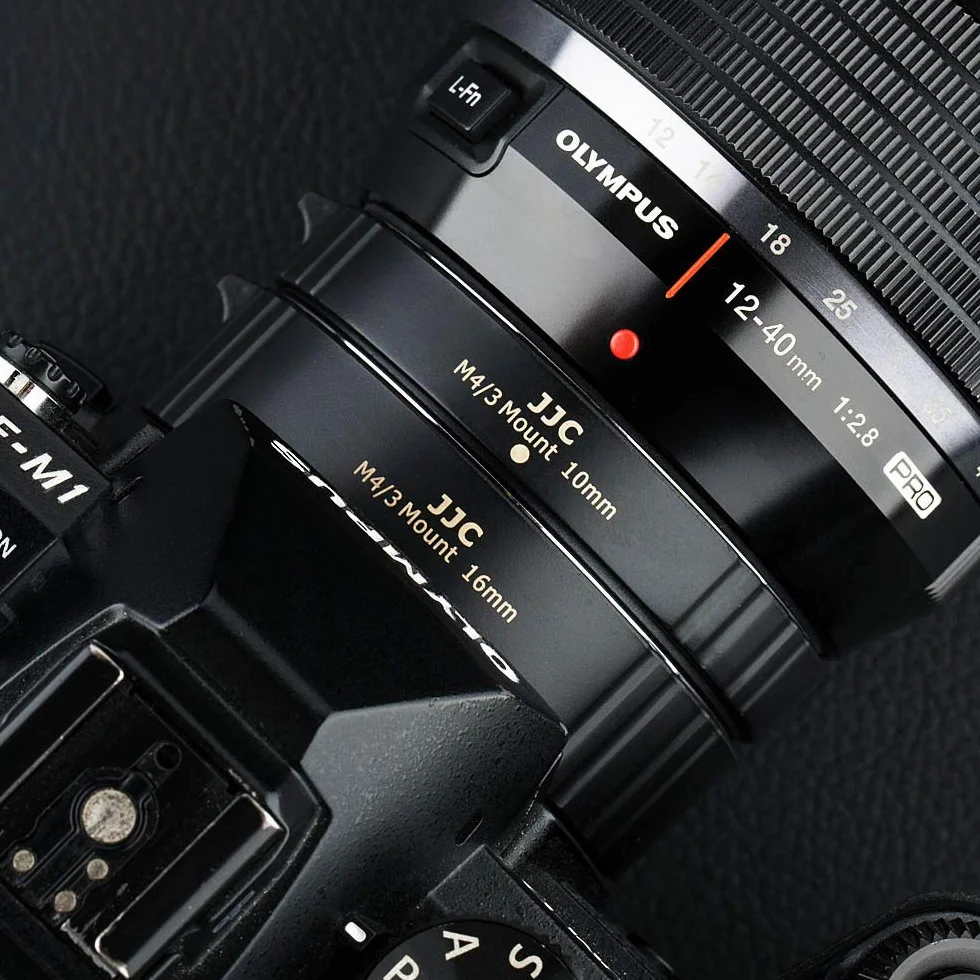 JJC Zestaw rurek makro 10MM/16MM do Olympus Micro Four Thirds Mount (M4/3) aparatów DSLR i SLR - Auto Fucus - TTL Ekspozycja do zdjęć makro