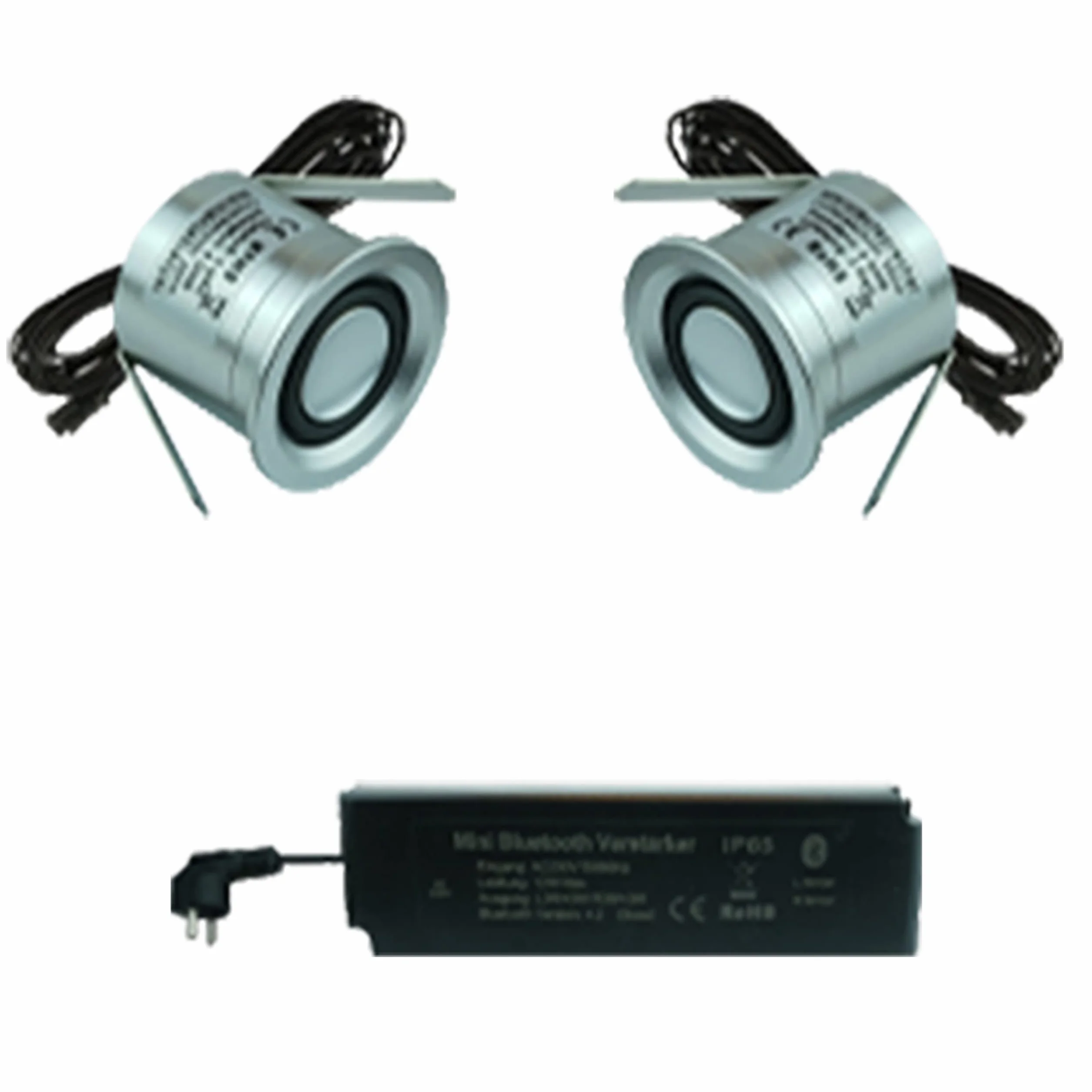 LIGHTVISION Głośnik do zabudowy Bluetooth, wodoszczelny, kompletny zestaw 2 szt. – mini głośniki do sufitów, zadaszeń tarasowych, wiat, ogrodów zimowych, werandy – opatentowane i zgodne ze standardami