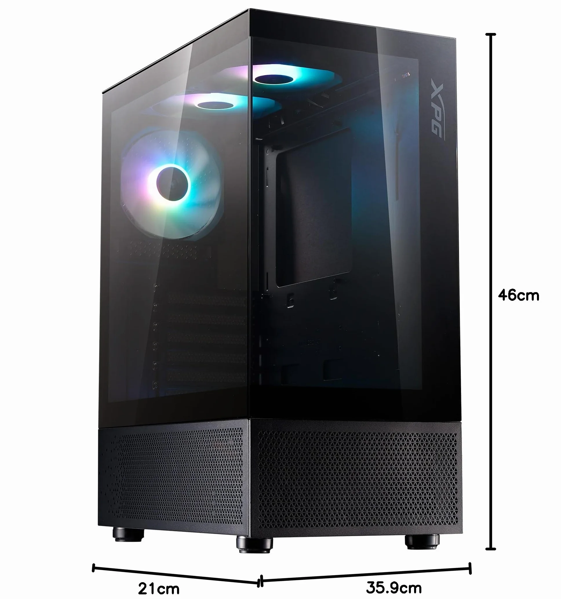 XPG INVADER X MINI ATX Mid Tower PC etui z 5 wentylatorami ARGB, kolor czarny - BKCWW