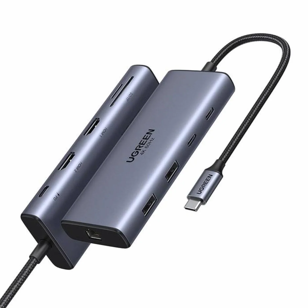 UGREEN Hub 10 w 1 USB-C 2HDMI 4K60Hz 2USB-C3.2, USB-A3.2, USB-A3.0, RJ45, SD, TF PD100W