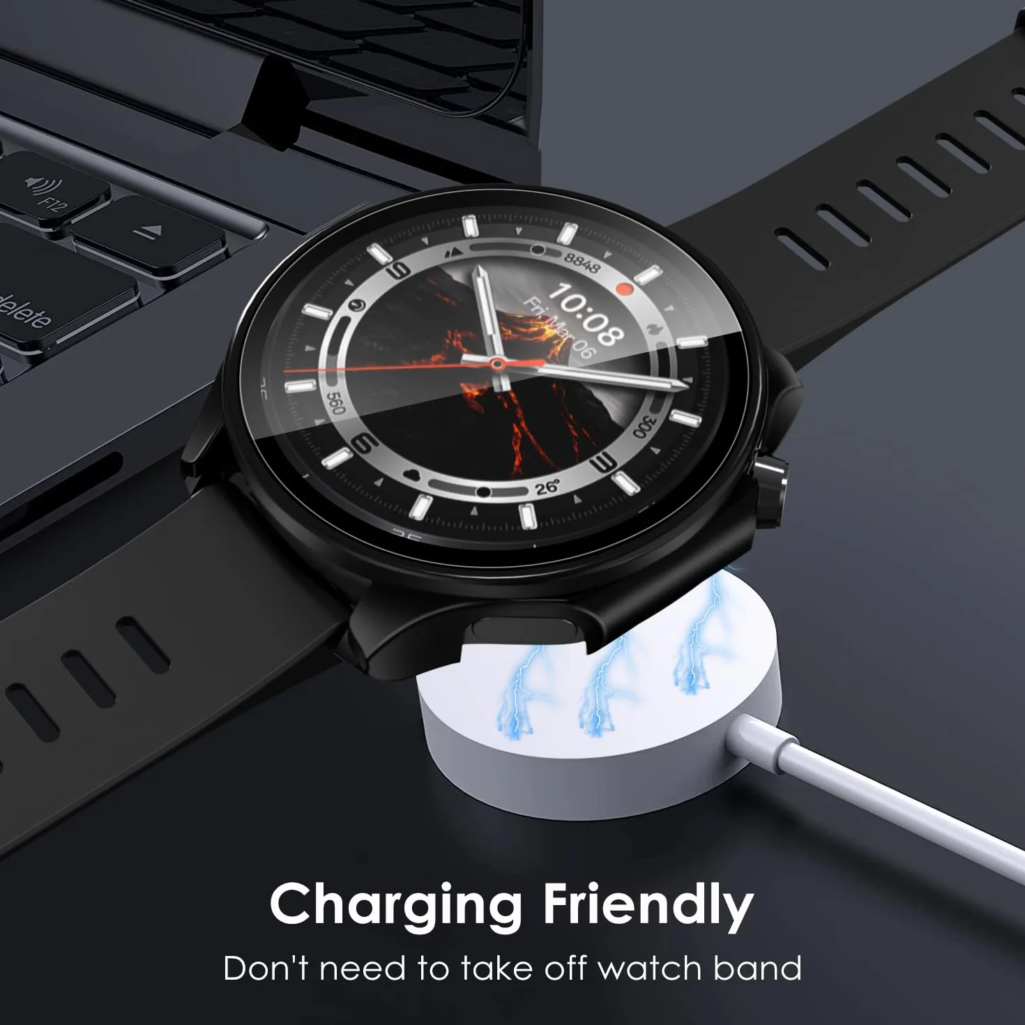 ivoler Twarde Etui PC z Szklanym Ochraniaczem do OnePlus Watch 3 47mm Oppo Watch X2 2 Przezroczyste + 1 Czarne