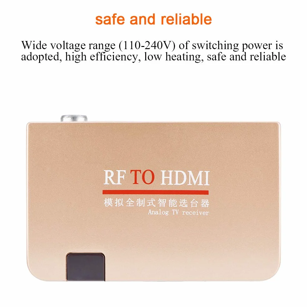Konwerter RF na HDMI, Stabilny Adapter Modulatora RF HDMI, Konwerter Wszystkich Standardowych Analogowych Odbiorników TV z Pilotem, do Projektorów, Nauczanie Multimedialne(Wtyczka UE)