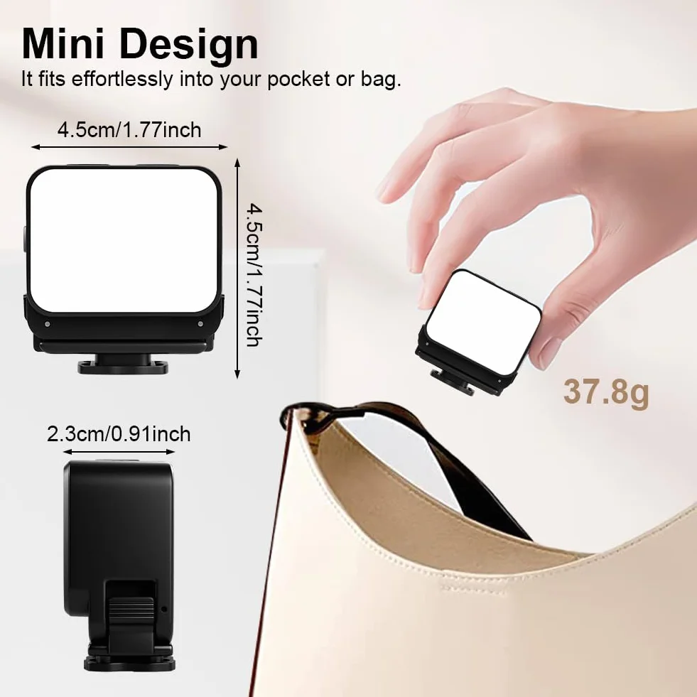 LED Mini lampa wideo, przenośna kamera, magnetyczne światło z akumulatorem 600 mAh, 3 tryby i 4-stopniowe ściemnianie, kompatybilne z DJI Osmo Action 3/4/5 Pro