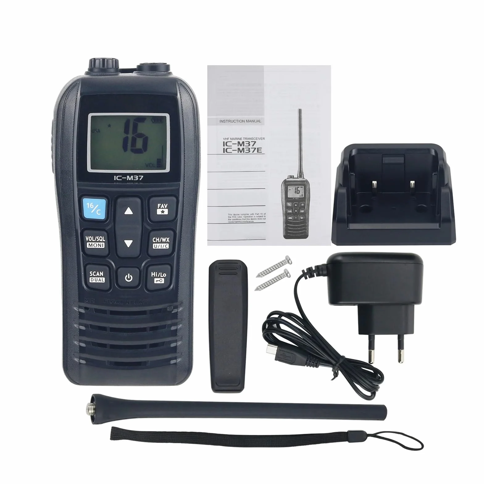 IC-M37 6W 5KM Transceiver VHF Ręczny nadajnik-odbiornik morski Statek Walkie Talkie Radio VHF