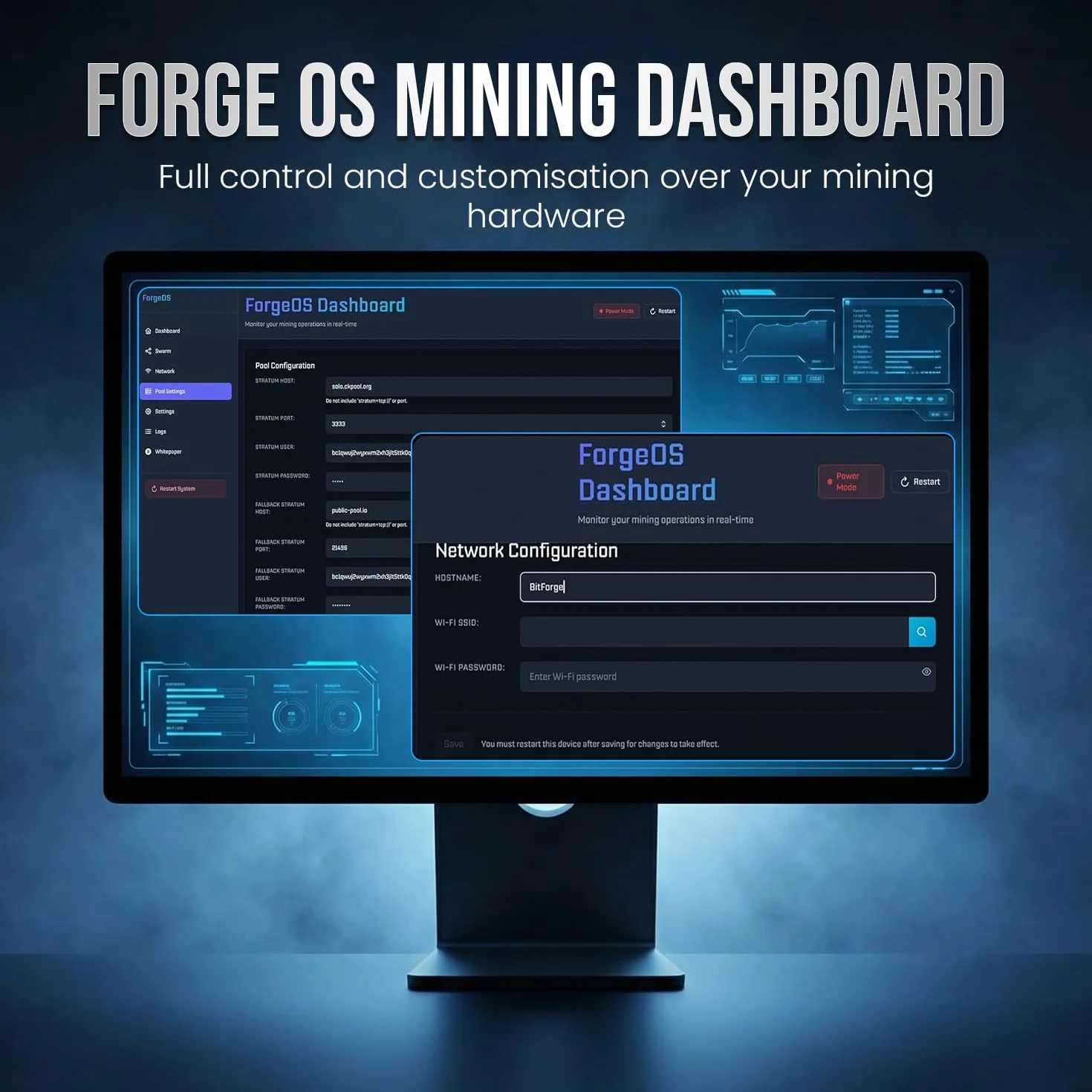 Bitforge Nano koparka Bitcoin z podwójnym BM1370 ASIC, hash rate 2,5 TH/s | Projekt open source, zasilanie 12 V, chipy ASIC niskiej mocy, regulowana wydajność, kontrola web, PSU multiregionowy