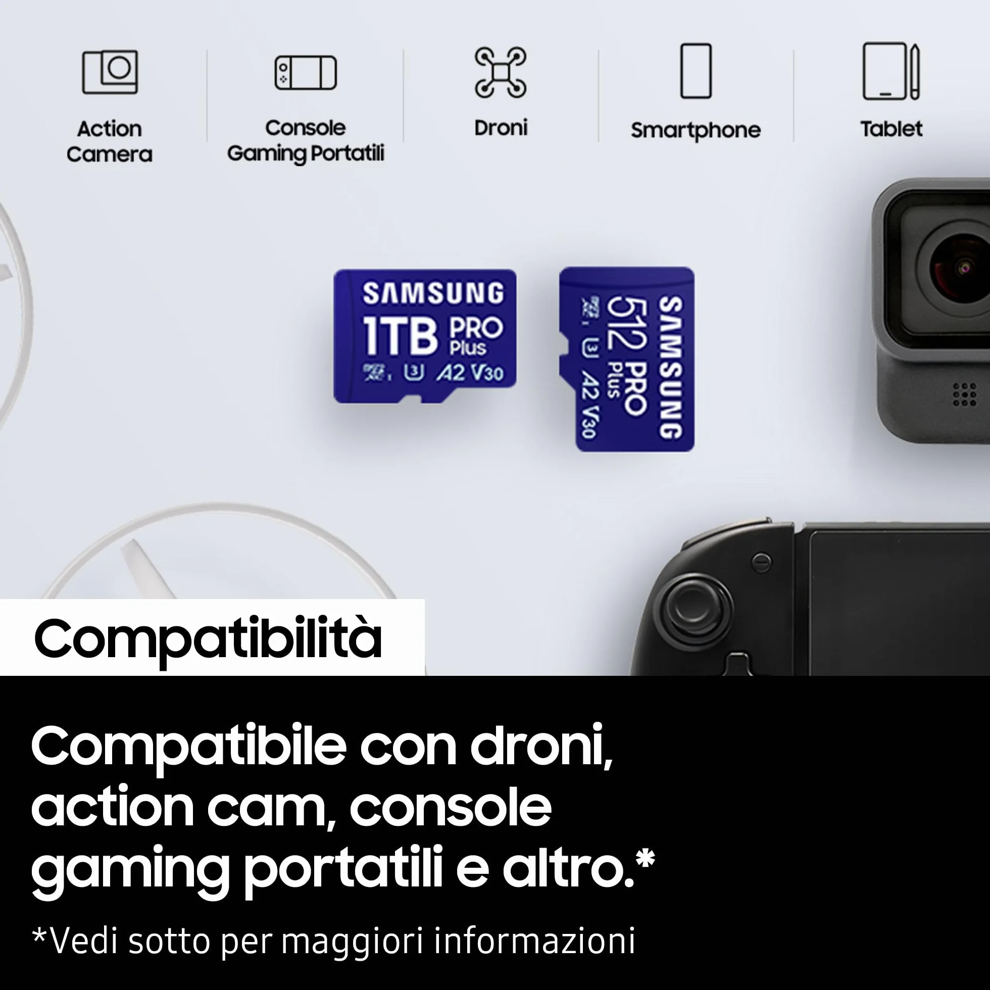 Samsung Pamięć MB-MD1T0SA PRO Plus karta MicroSD do telefonów komórkowych i konsol do gier 1 TB, UHS-I U3, do 180 MB/s