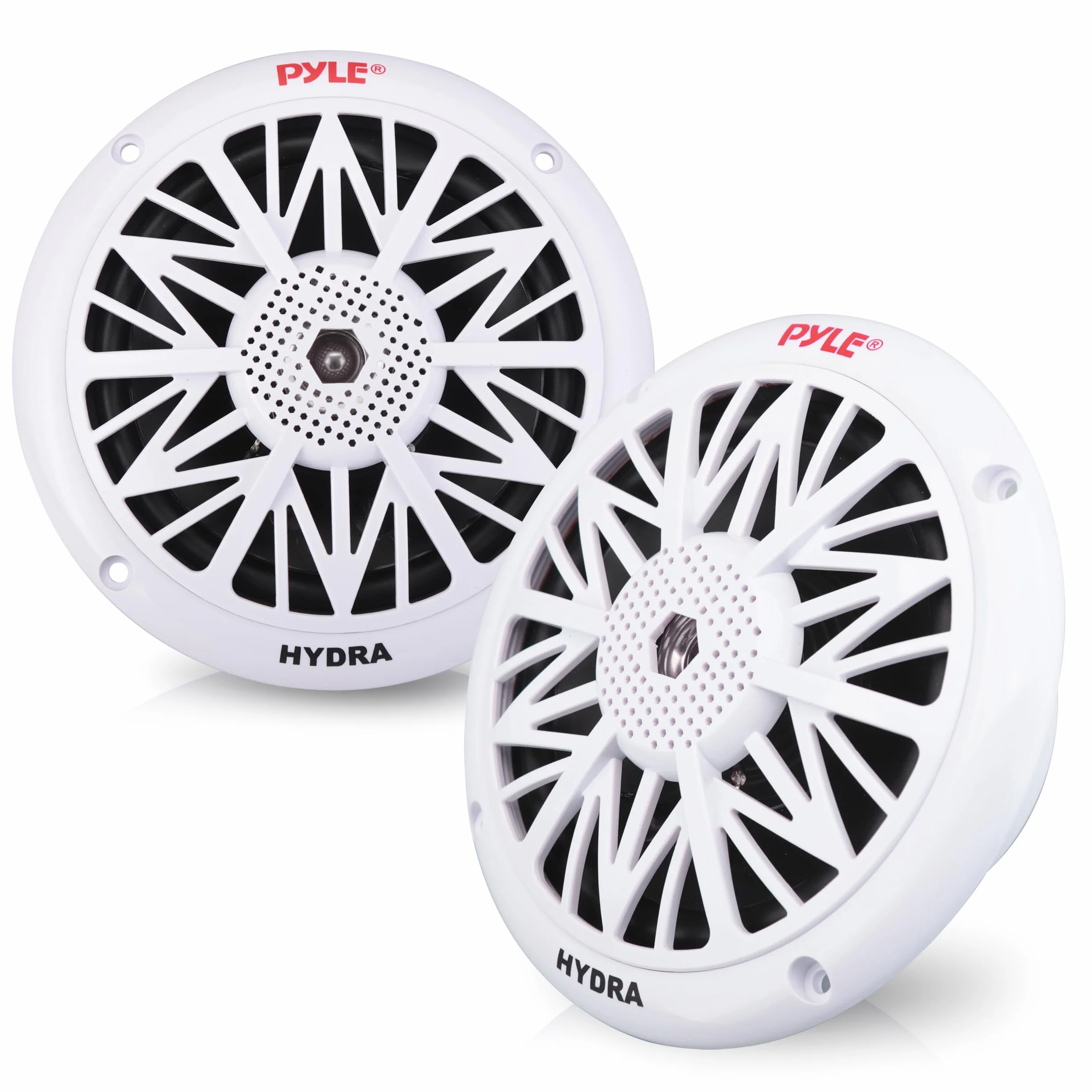 Pyle 5.25 Inch Dual Marine Speakers - 2 Way Waterproof and Weather Resistant Outdoor Audio Stereo Sound System with 150 Watt Power, Poly Carbon Cone, Cloth Surround and Low Profile Design - 1 Pair