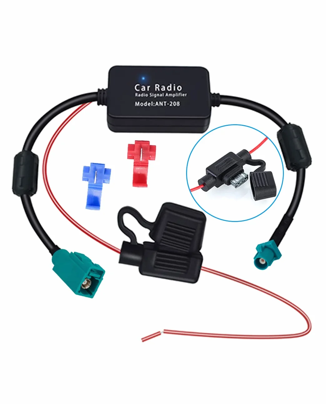 Vecys FM/AM DAB DAB+ Antena Samochodowa Wzmacniacz Sygnału Fakra Z Adapter Męski do żeńskiego 12V Digital Radio Antena Splitter Antena Wzmacniacz dla Audio Stereo Digital Car Radio