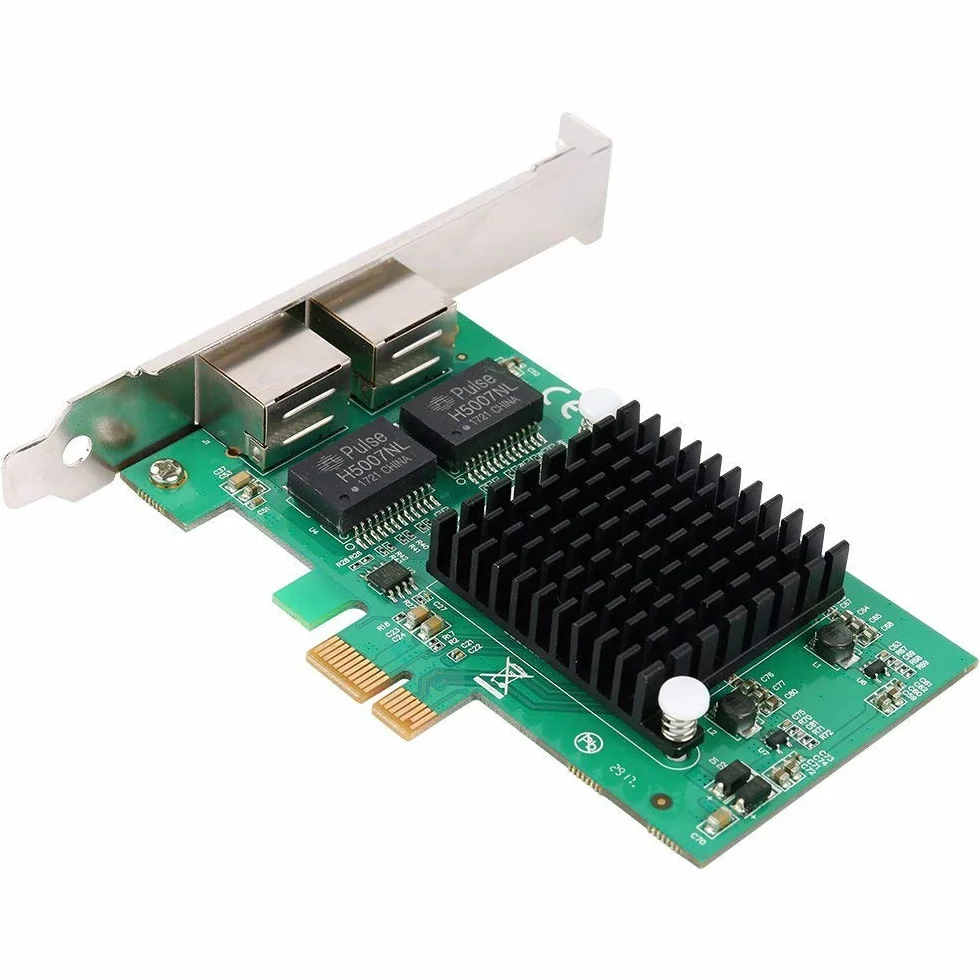 Karta sieciowa Gigabit Ethernet Pci-E 10/100/1000Mbps, Rj45 X2 Dual 2 Porty Pcie Server Interfejs LAN Karta Konwerter Adapter do Komputera PC Niski Wsparcie
