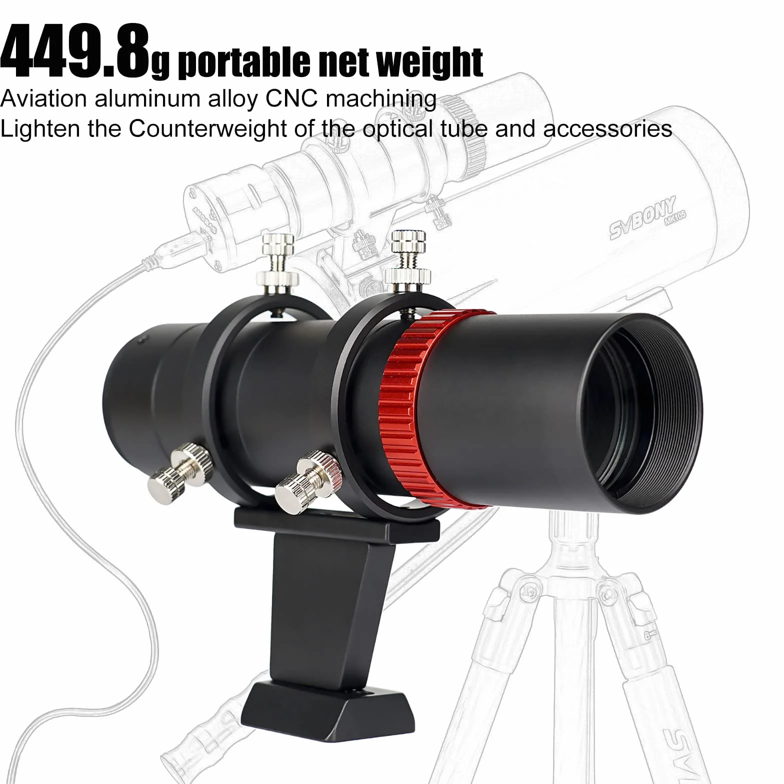 Svbony SV165 Mini Guide Scope 40F4, 1,25 Cala Powłoka FMC | ze Spiralnym Focuser Wyrównanie Współosiowe Regulowane, Obróbka CNC ze Stopu, Kompatybilny z ZWO QHY Auto Guide Camera