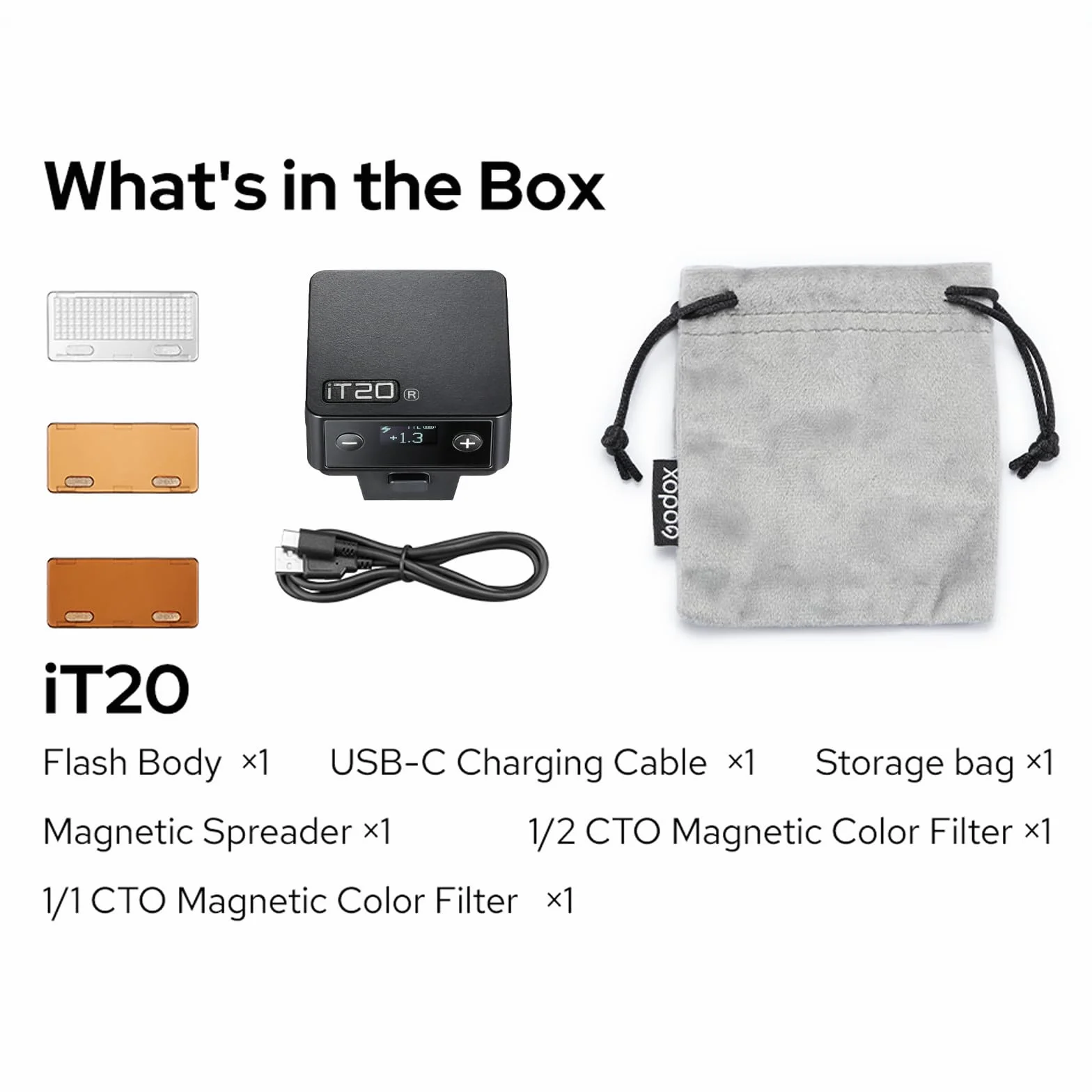 Godox iT20-R TTL mini lampa błyskowa do Ricoh GR III, iT20R kompaktowa lampa błyskowa, kompatybilna z P-TTL, akumulator wielokrotnego ładowania USB, magnetyczny filtr kolorowy w zestawie