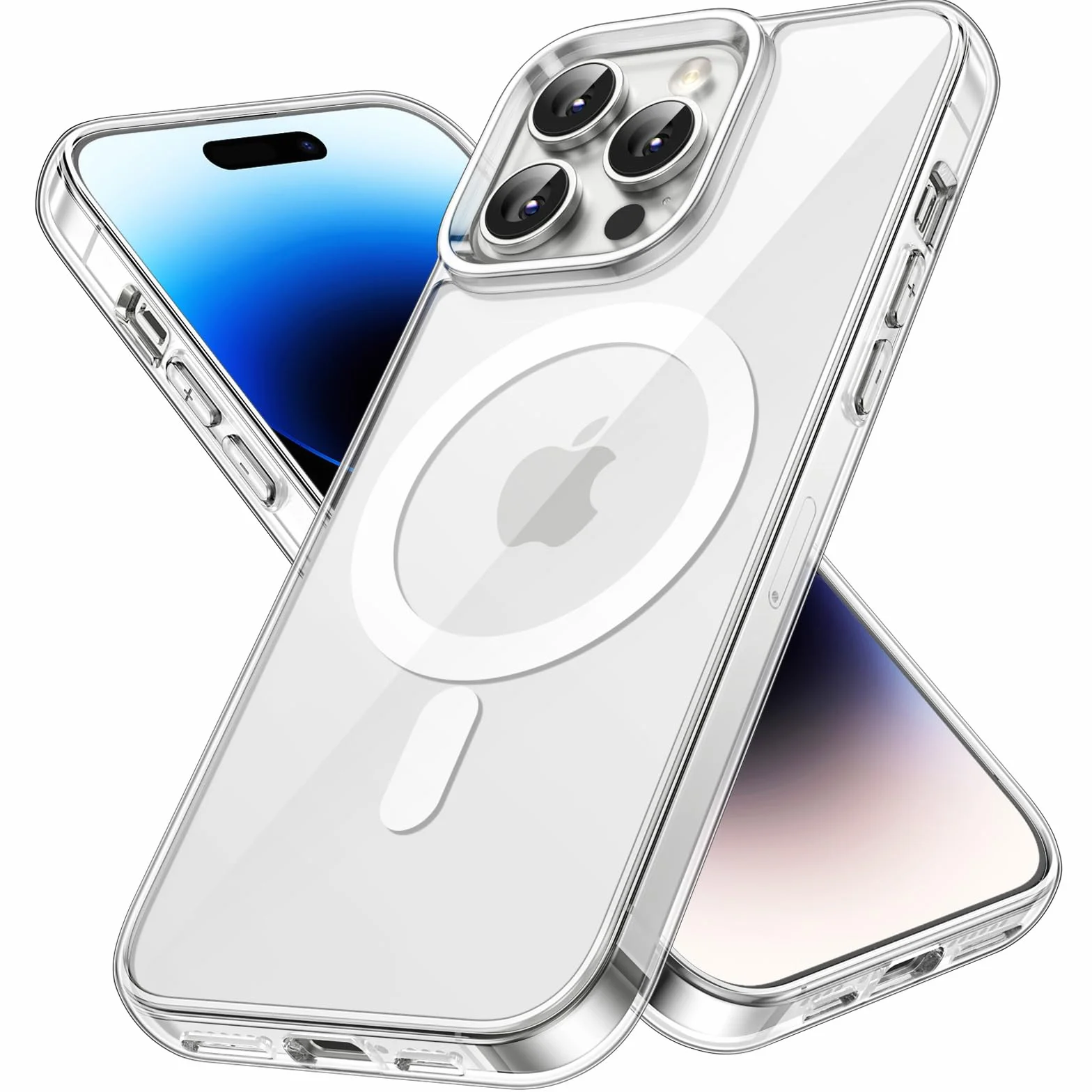 JETech Magnetyczna Etui dla iPhone 14 Pro Max 6,7 Cala Kompatybilny z MagSafe Bezprzewodowy Ładowanie, Antywstrząsowy Phone Bumper Case, Przezroczysty Tył, Odporny na Zarysowania (Przezroczyste)