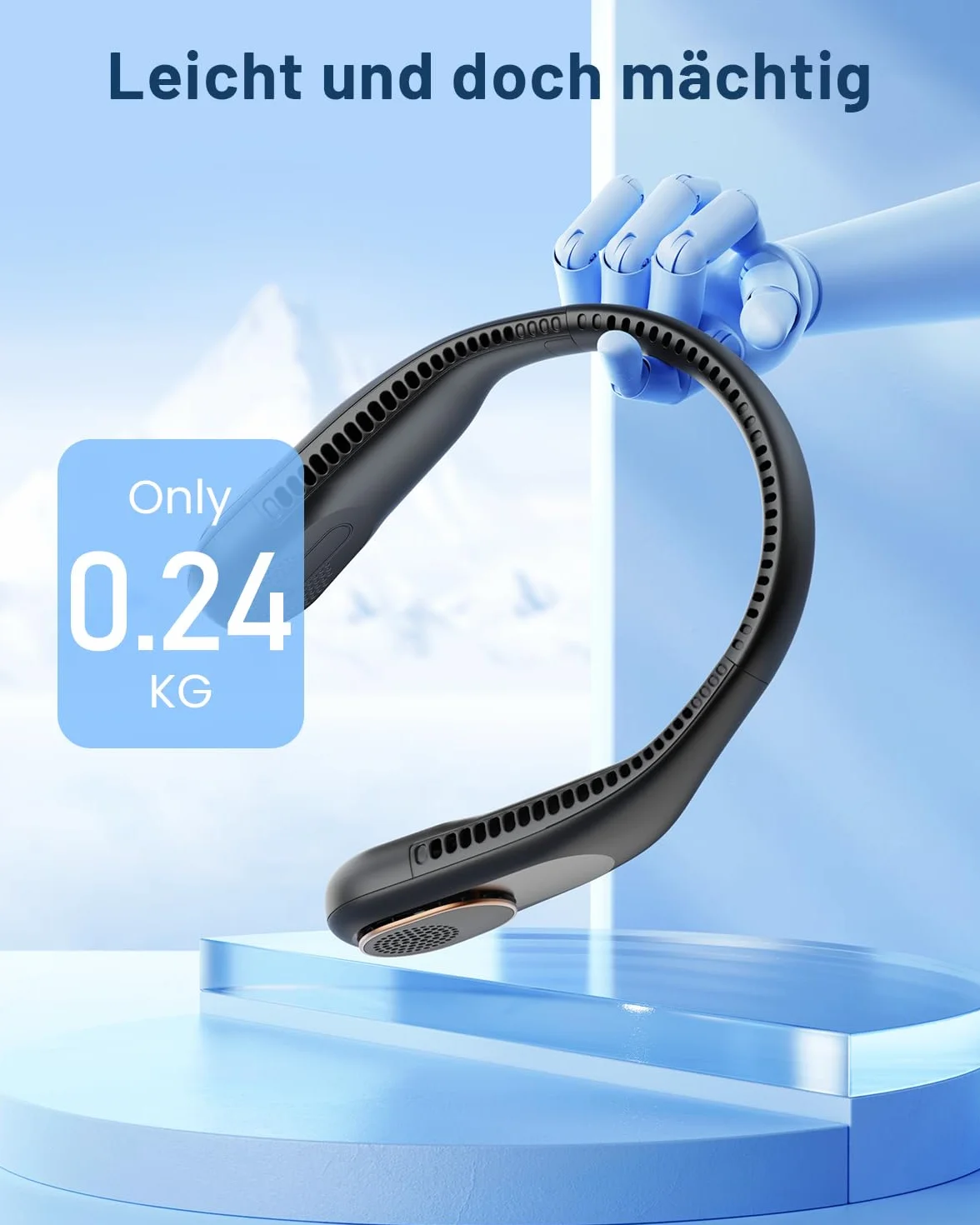 SWEETFULL Przenośny wentylator na kark, akumulator 4000 mAh (do 9 godzin), mini USB, cichy, ładowalny, wentylator stołowy, 3-stopniowy ręczny wentylator