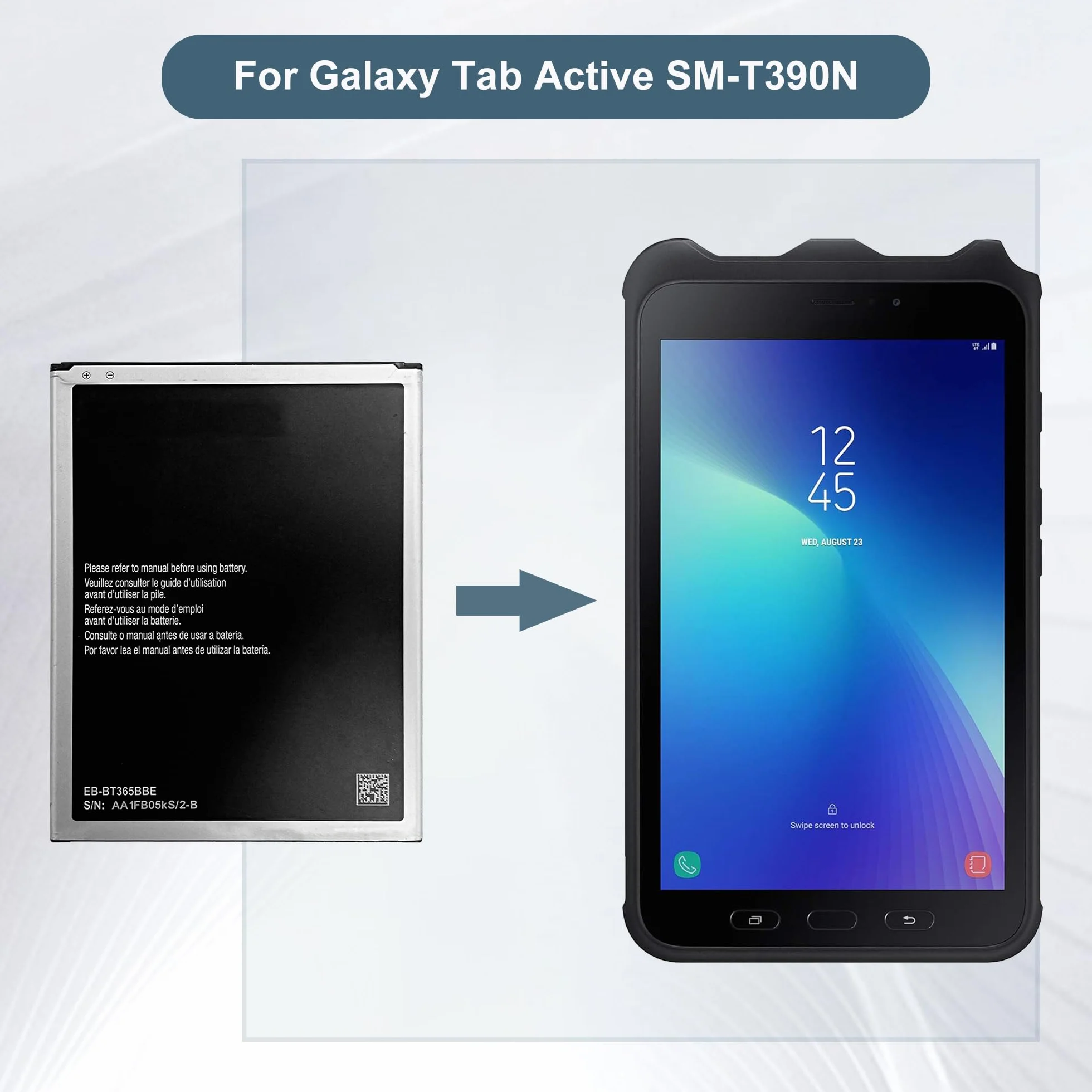 EB-BT365BBE/EB-BT365BBC akumulator zastępczy 4450 mAh/3,8 V kompatybilny z Samsung Galaxy Tab Active SM-T390N SM-T390 T395 T365 T360 z narzędziami