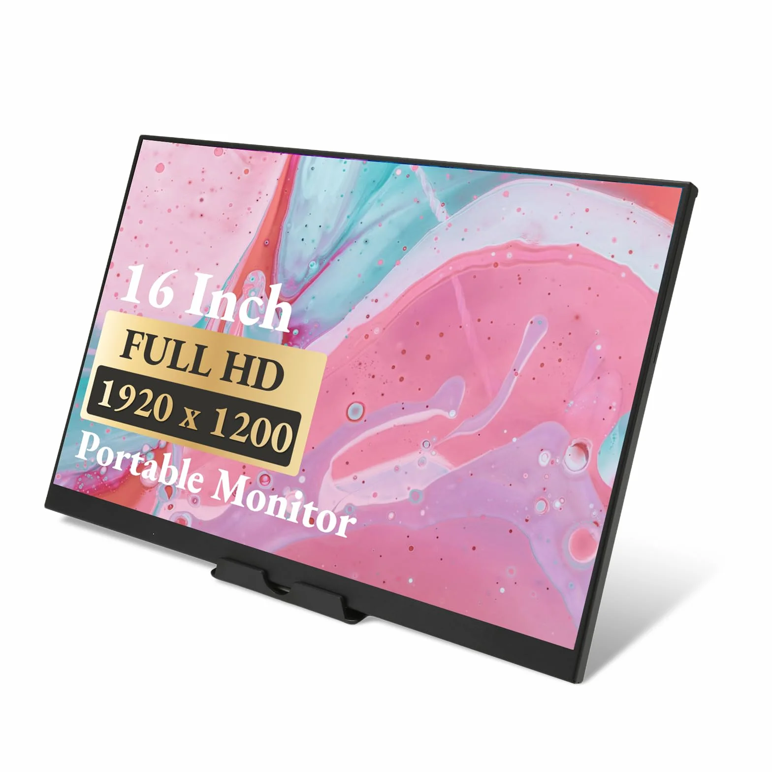 Przenośny Monitor z Ekranem Dotykowym, 16-calowy Wyświetlacz HD 1920x1200 60 Hz Wbudowane Dwa Głośniki, Port HDMI Typu C, Zewnętrzny Monitor do Gier do Laptopa do Przełącznika