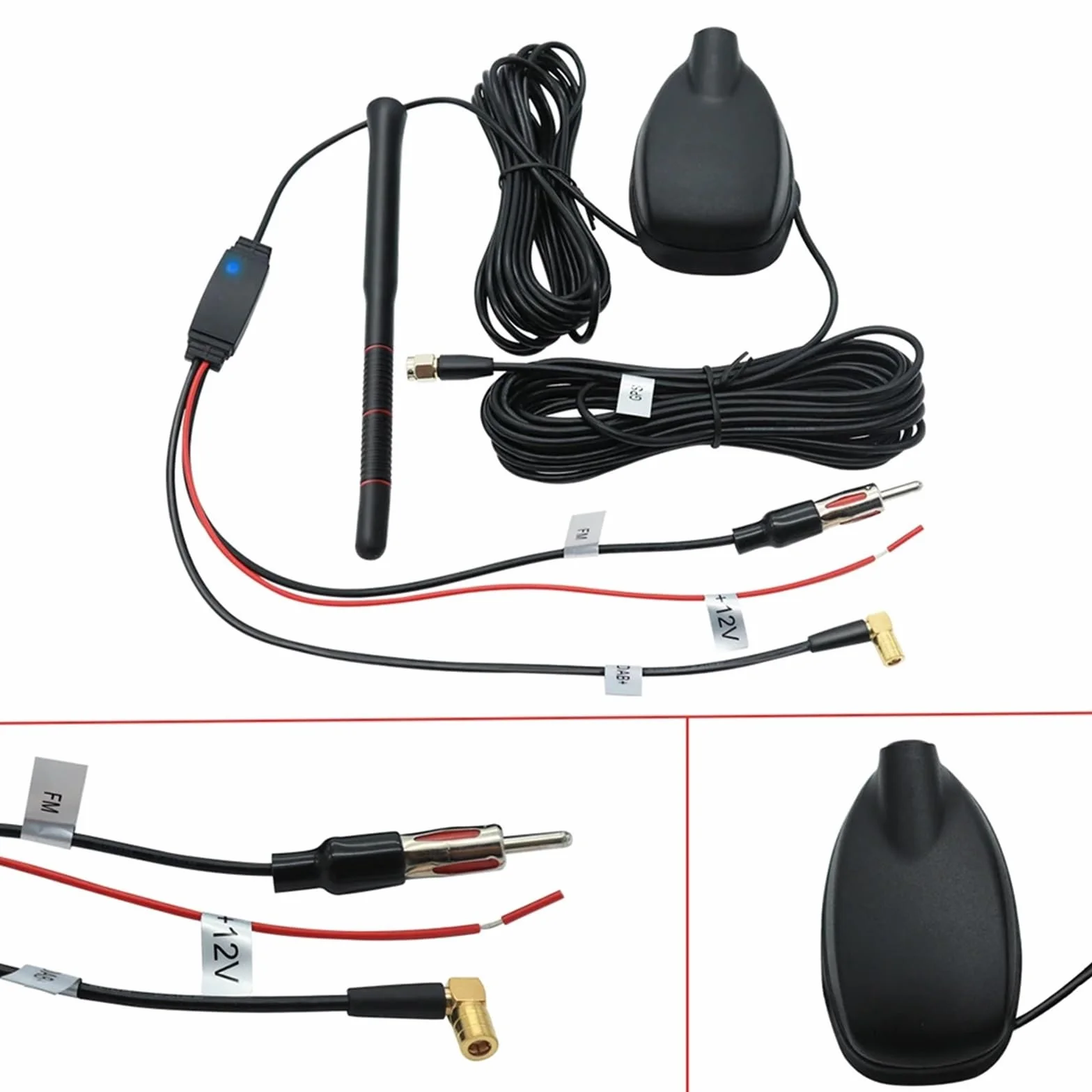 Anteny samochodowe Aktywna antena dachowa do samochodu DAB+GPS+FM ze wzmacniaczem, wodoodporna, pyłoszczelna