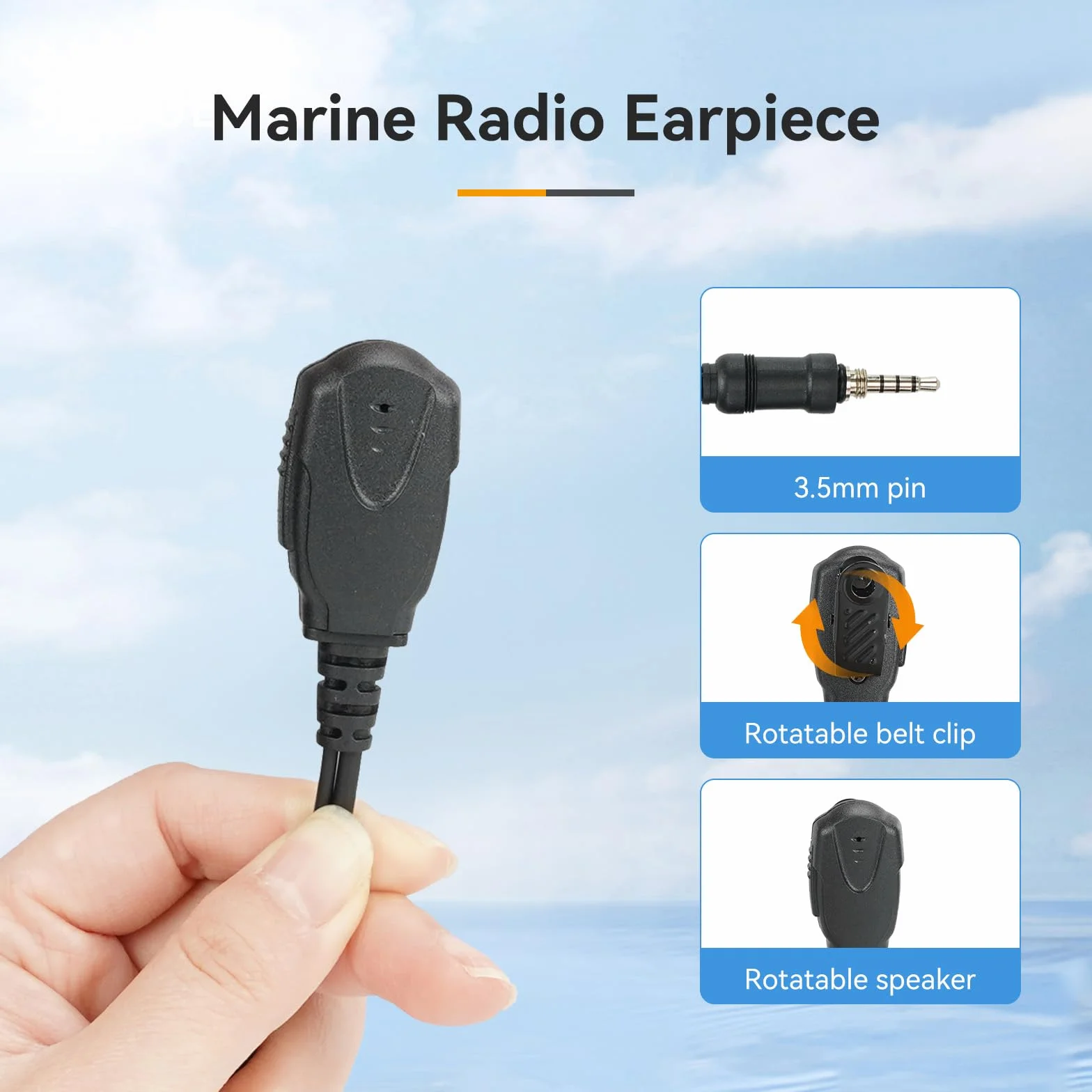 Retevis RM01 VHF Marine Radio, Wodoodporne Walkie-Talkie IP67, Wibracje, Pływający, Akumulator, Przenośne Radio ze Słuchawką do Kajakarstwa, Wędkarstwa, Pływania (Czarny, 1 Szt)