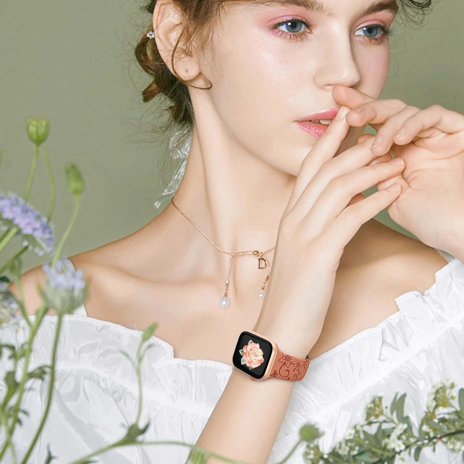 AMSKY Silikonowy pasek zastępczy do Apple Watch, 3 sztuki, z motywem kwiatowym, kompatybilny z Apple Watch 40 mm, 41 mm, 44 mm, 45 mm, 38 mm, 42 mm, 49 mm, dla kobiet, silikonowy pasek zastępczy,