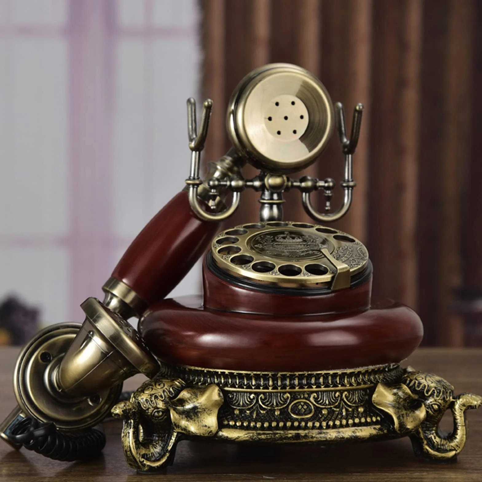 HJMMWT Retro przewodowy telefon stacjonarny, tarcza z funkcją ponownego wybierania, klasyczny stary dom mody, telefon biurowy, A