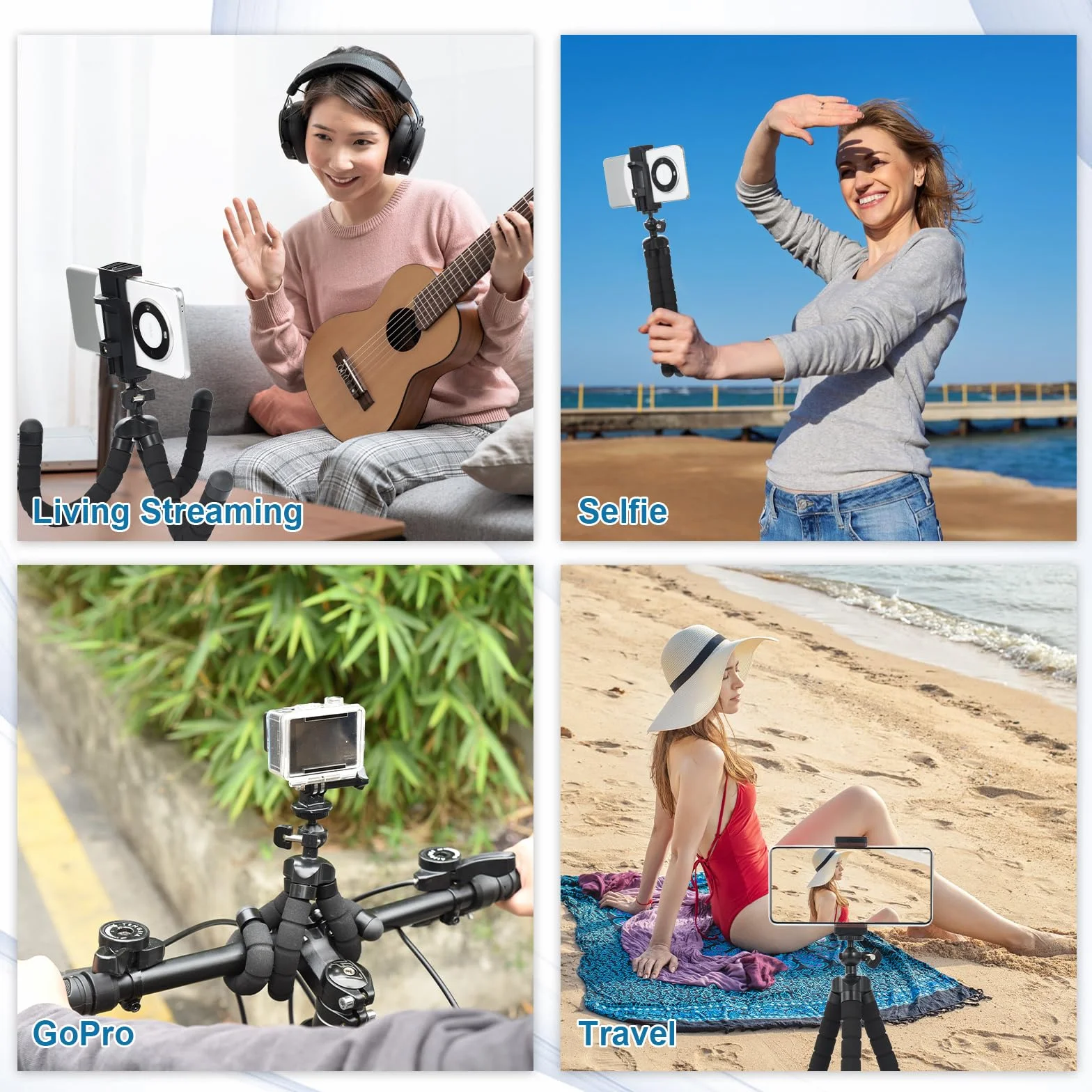 UTEBIT Elastyczny statyw do telefonu komórkowego, uchwyt do smartfona, obracany o 360°, uchwyt na statyw do selfie, kompatybilny z iPhone, Galaxy, idealny do selfie, vlogowania