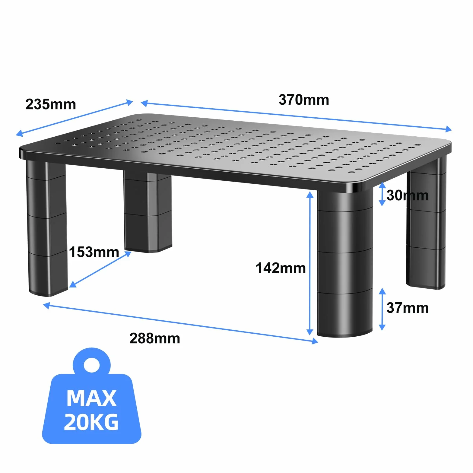 Pholiten Obsługa monitora, podniesionego na ekranie regulowanym 4 wysokości, obsługuje komputer/laptop, zapisz miejsce, monitor maksymalny 20 kg MST008