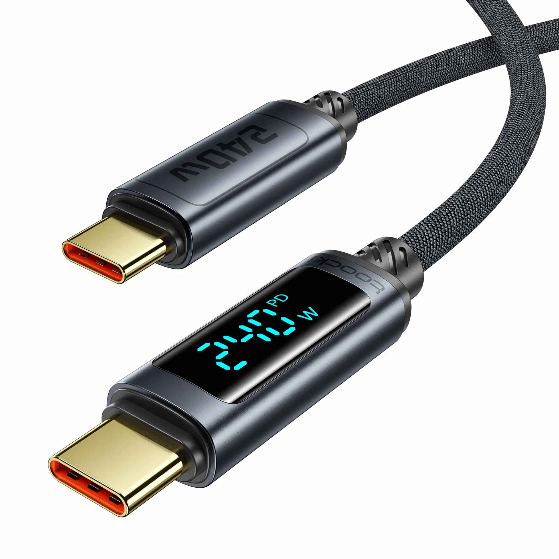 toocki Kabel USB-C 1M 240W z LED. Kompat. z iPhone 16/15 Pro Max, iPad Pro, Galaxy S24/S23, Switch, MacBook Air, Pixel.