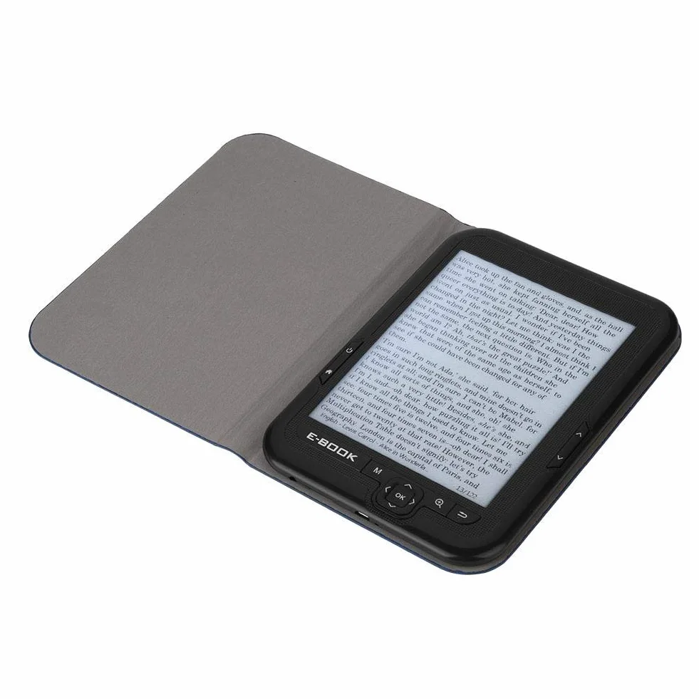 Czytnik e-booków 6-calowy czytnik e-booków z elektronicznym atramentem i 1 parą słuchawek + 1 x kabel USB + 1 x niebieskie etui (8G czarne)