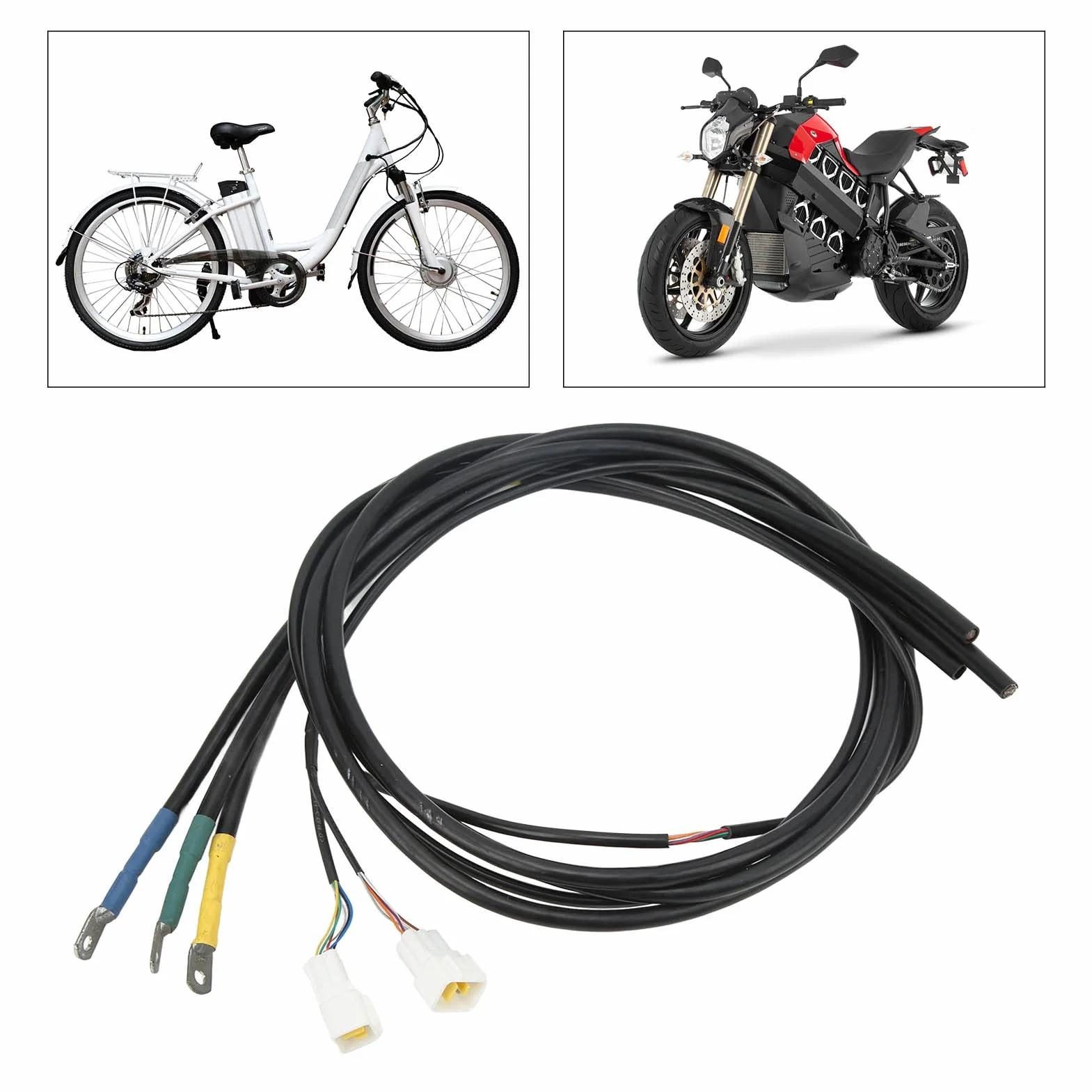 4 szt. Przedłużacz Silnika Miedziany Kabel Połączeniowy Silnika 16 mm² 1,35 M Uniwersalny Dzielony Przewód do Pojazdów Elektrycznych i Motocykli Stabilna przewodność