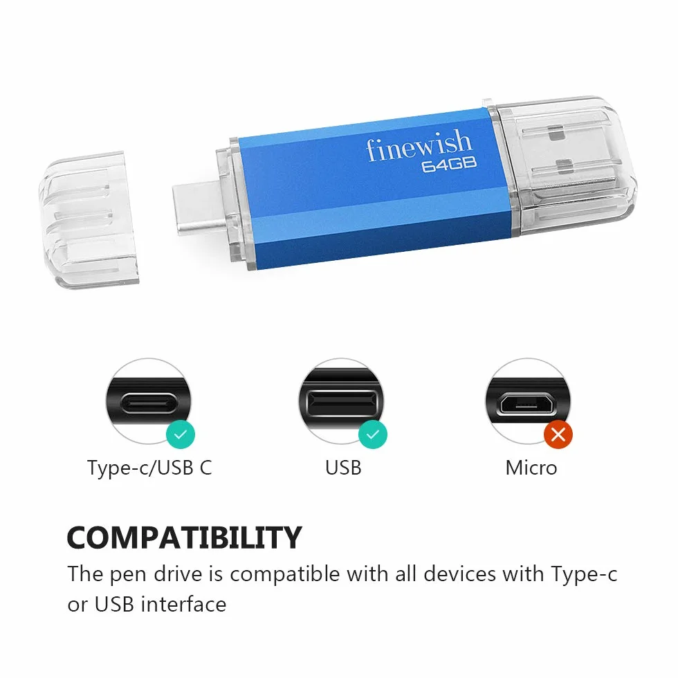 Pamiec typu C 64 GB, 2 w 1 USB C do MacBook Pro, telefonow komorkowych Android i iPad'a