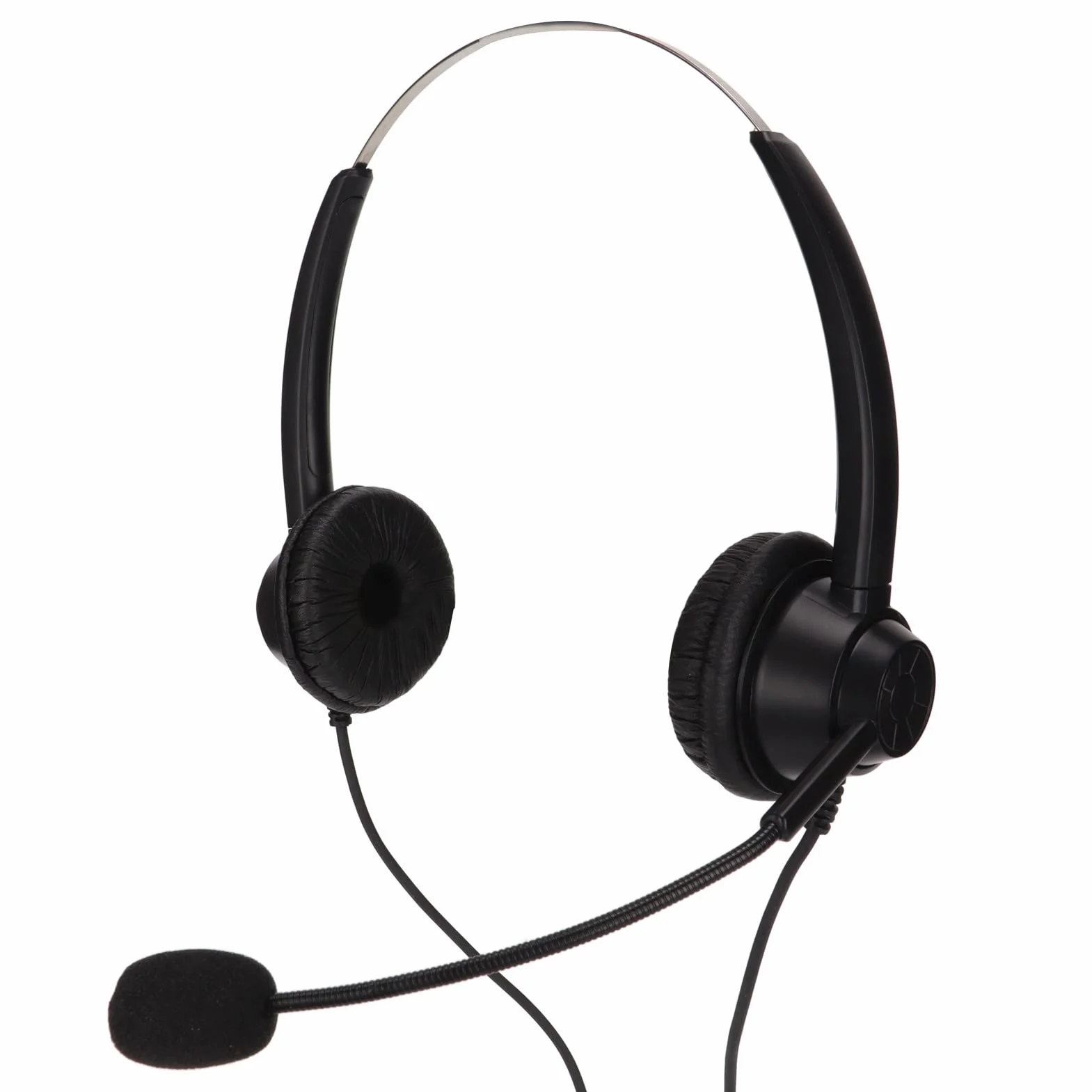 Zestaw słuchawkowy H360D-2.5 do call center, przewodowe stereo z mikrofonem HD, biznesowy, wtyczka 2,5 mm, czarny