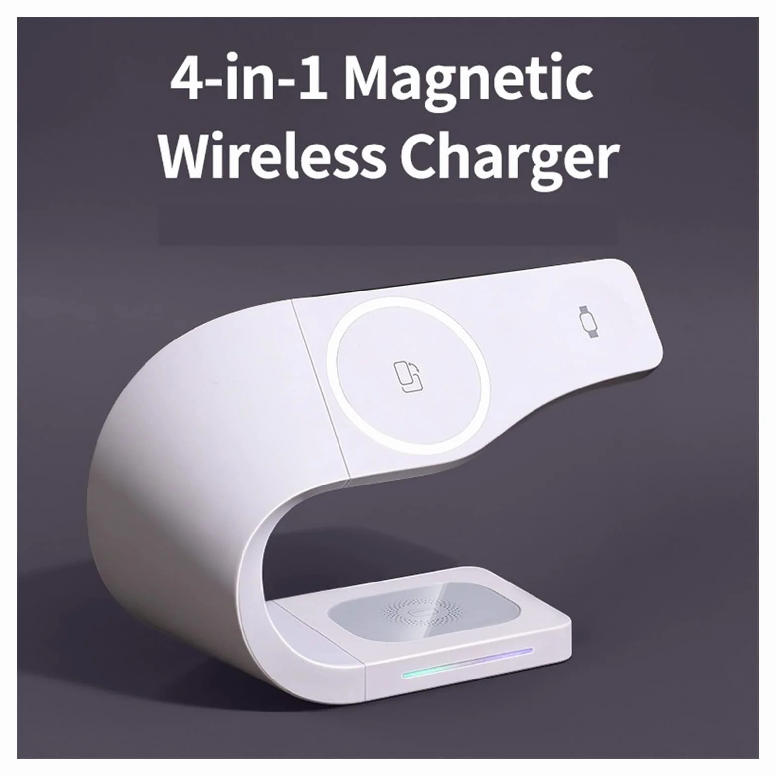 Magnetyczna podstawka ładująca bezprzewodowa 15W indukcyjna uniwersalna stacja dokująca IP14 do szybkiego ładowania słuchawek do telefonu(Black 20W Charger)