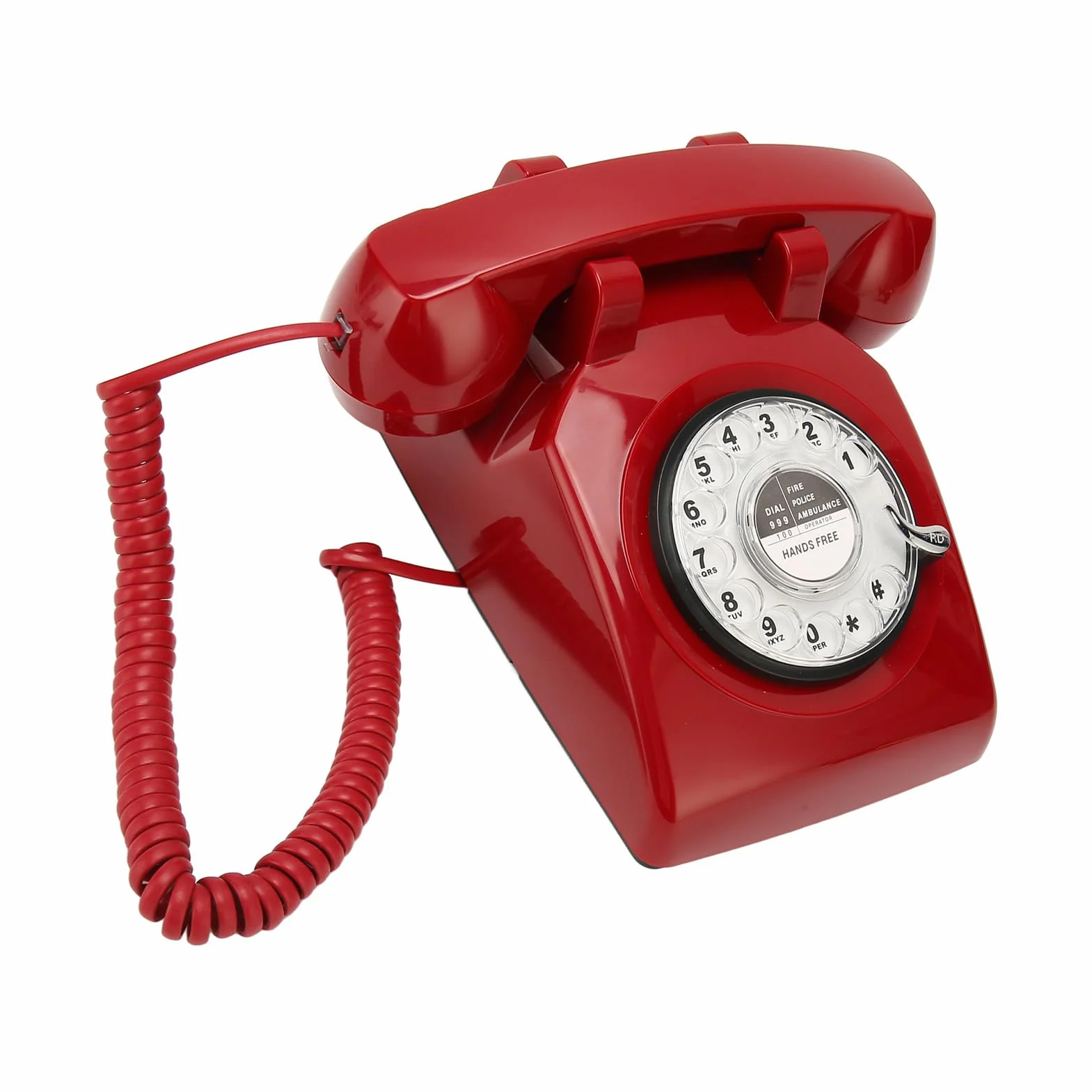 Cryfokt Cryfokt Vintage Obrotowy Telefon Nostalgiczny Telefon Retro z Mechanicznym Głośnikiem Dzwonka do Domowego Hotelu Biurowego (Beżowy) (Beżowy) (czerwony)