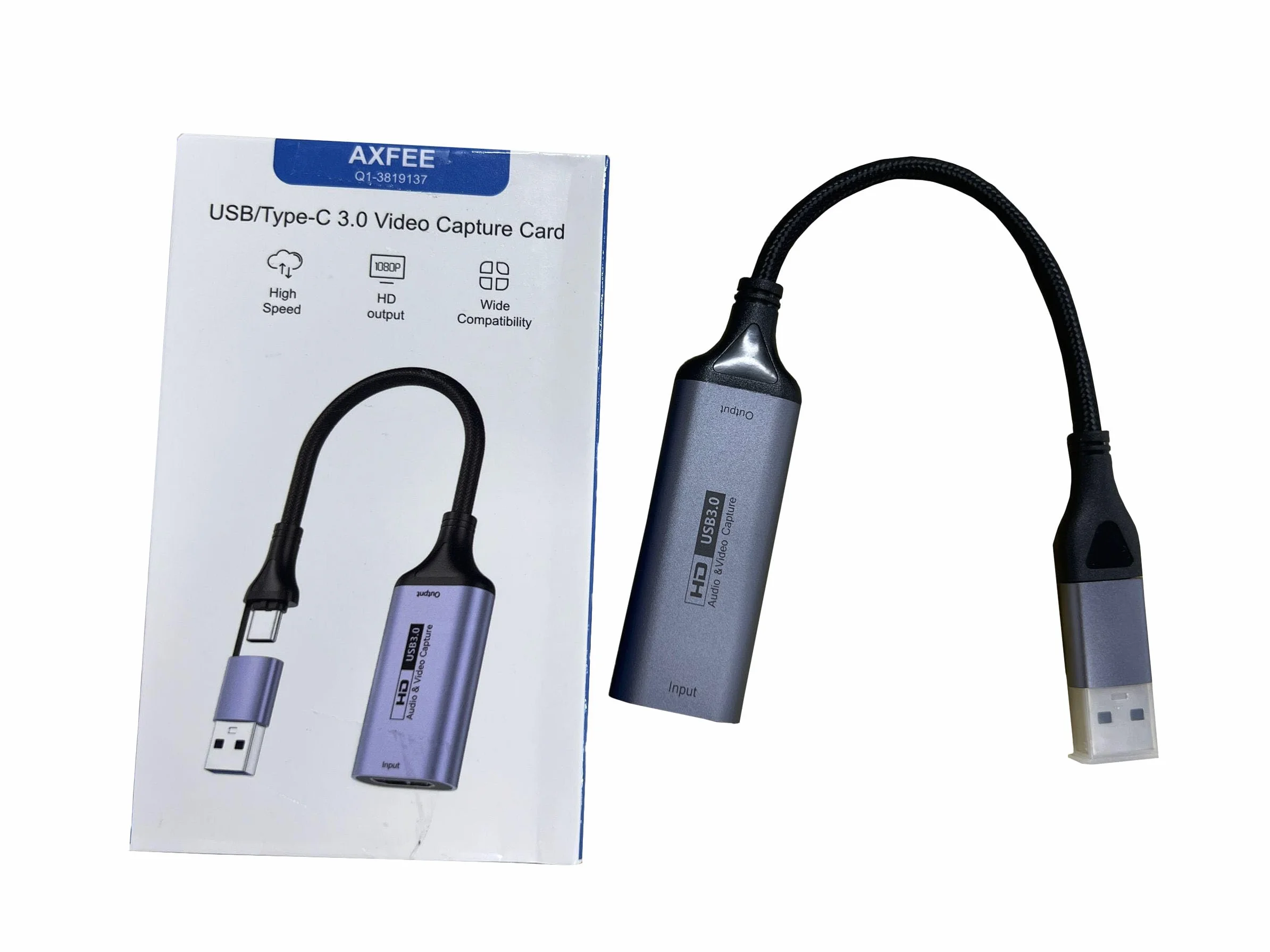 AXFEE Karta przechwytywania HDMI, 4K USB 3.0 1080p Video Grabber, kompatybilna z Switch, PS4, PS5, Xbox, TV, DSLR, PC, telefonem