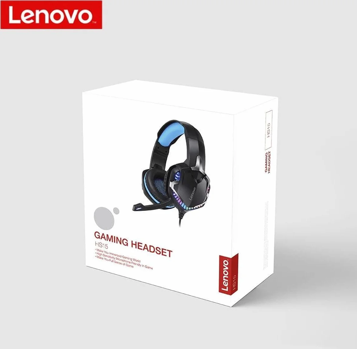 Lenovo Zestaw słuchawkowy do gier HS15 3D Stereo z regulowanym mikrofonem i efektem LED RGB